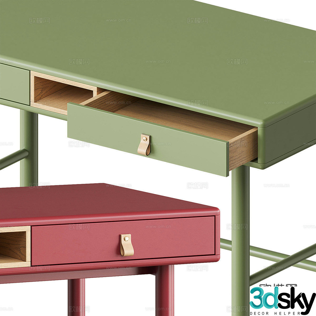 Modern Cream Style Desk 3D Model
