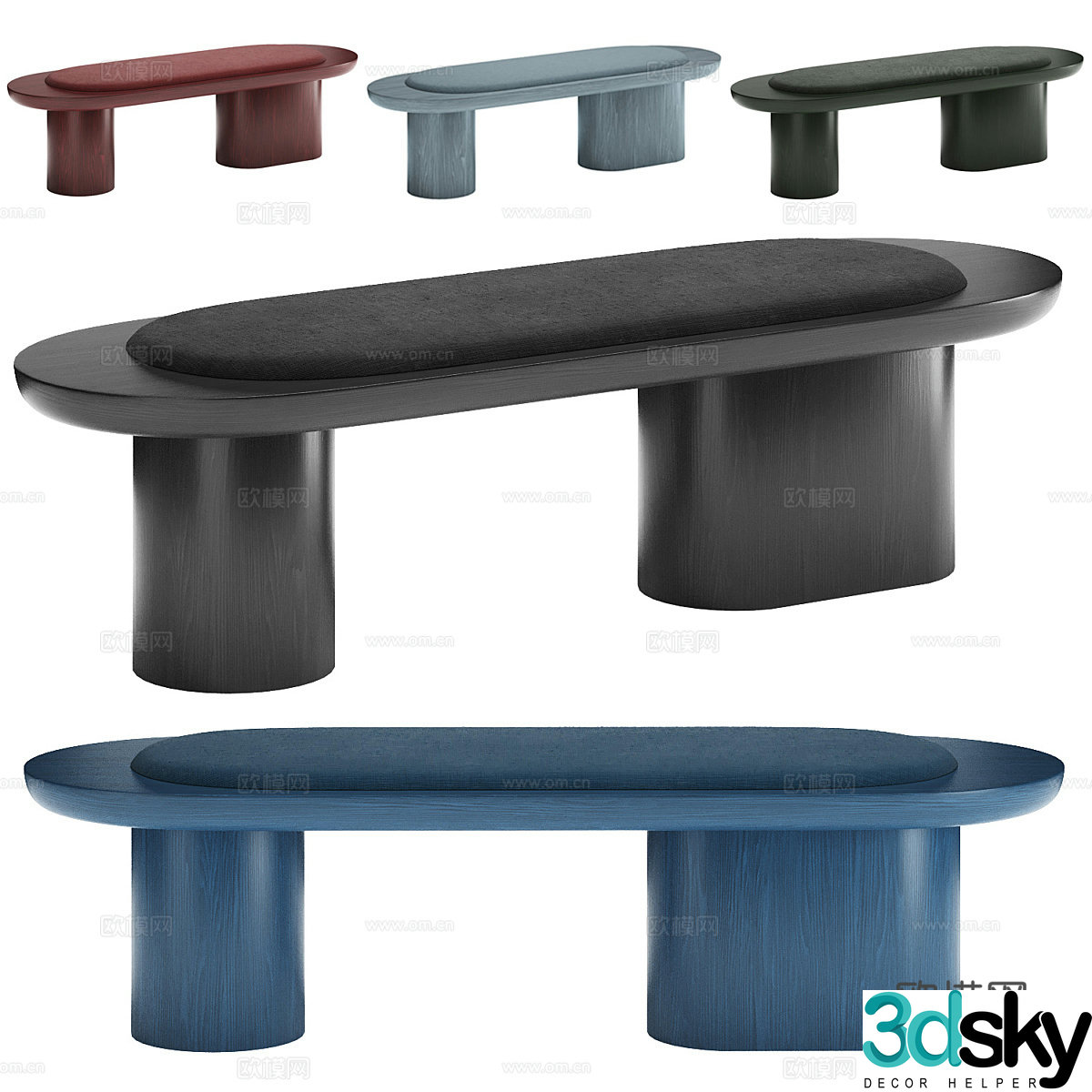 New Chinese style BNK bench stool bed tail stool bed 3D model