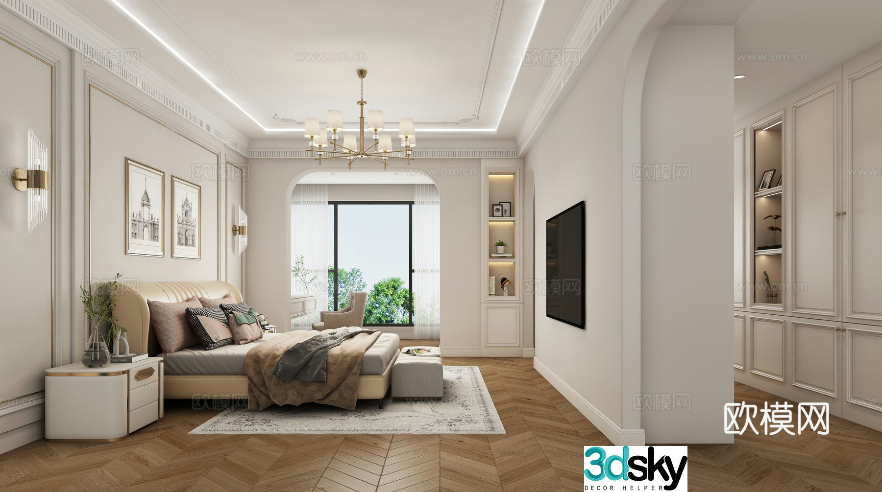 Modern American bedroom 3d model