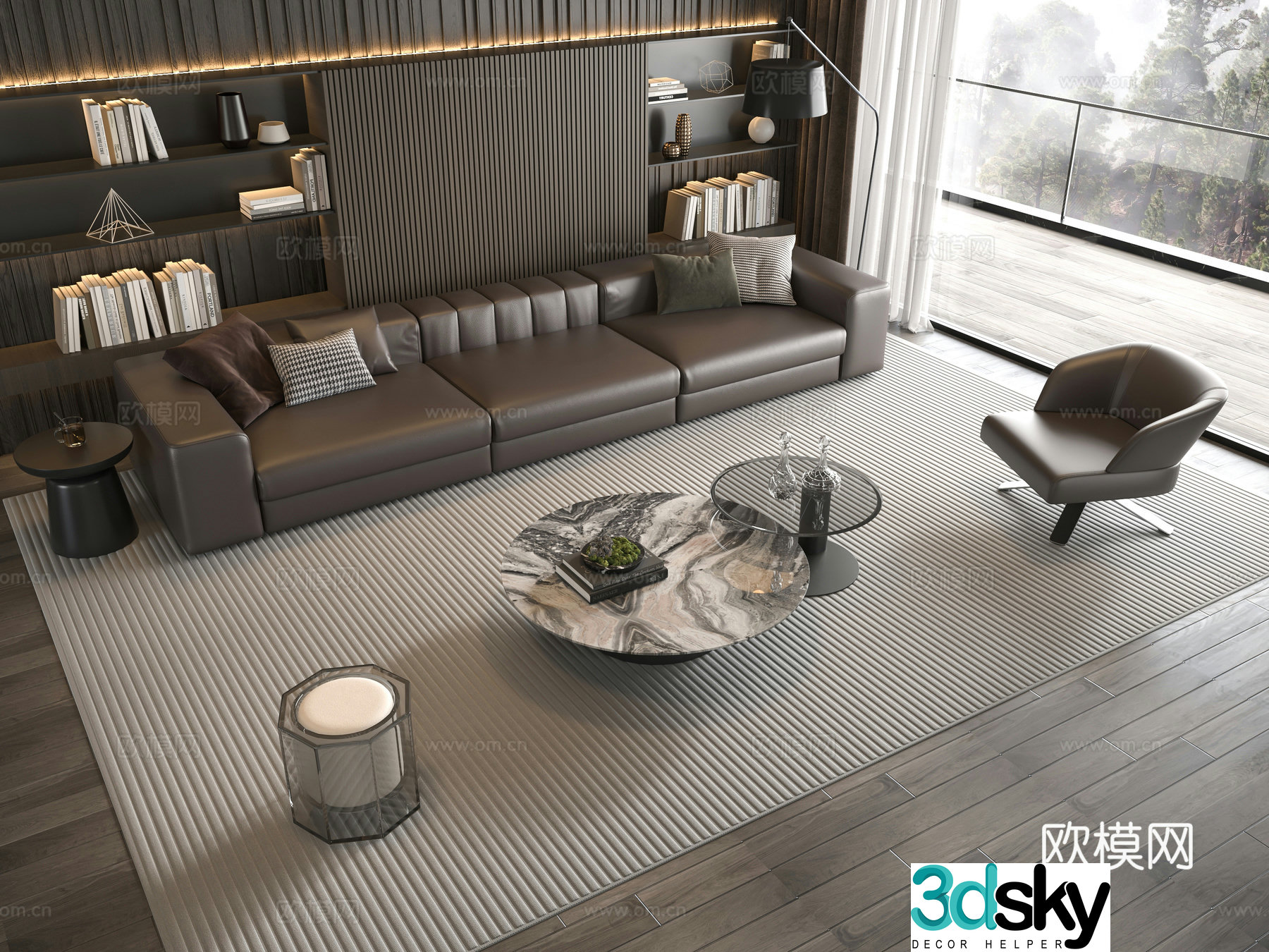 Minotti modern Italian sofa coffee table combination 3D model