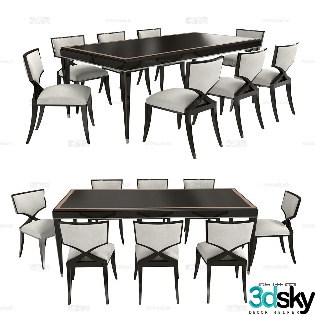New Chinese style light luxury dining table and chair 3D model