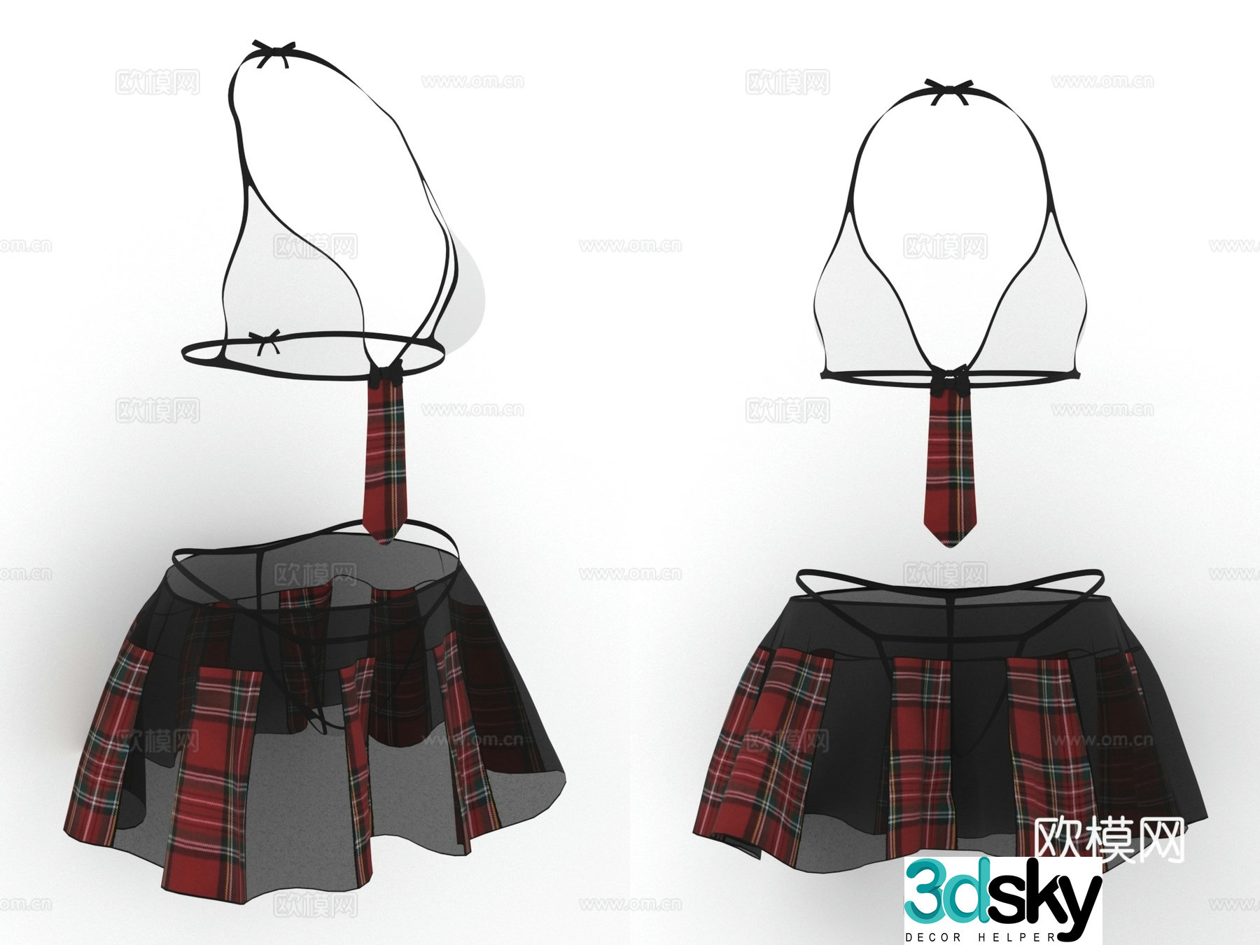 Nightclub sexy clothing skirt bra women’s clothing 3d model
