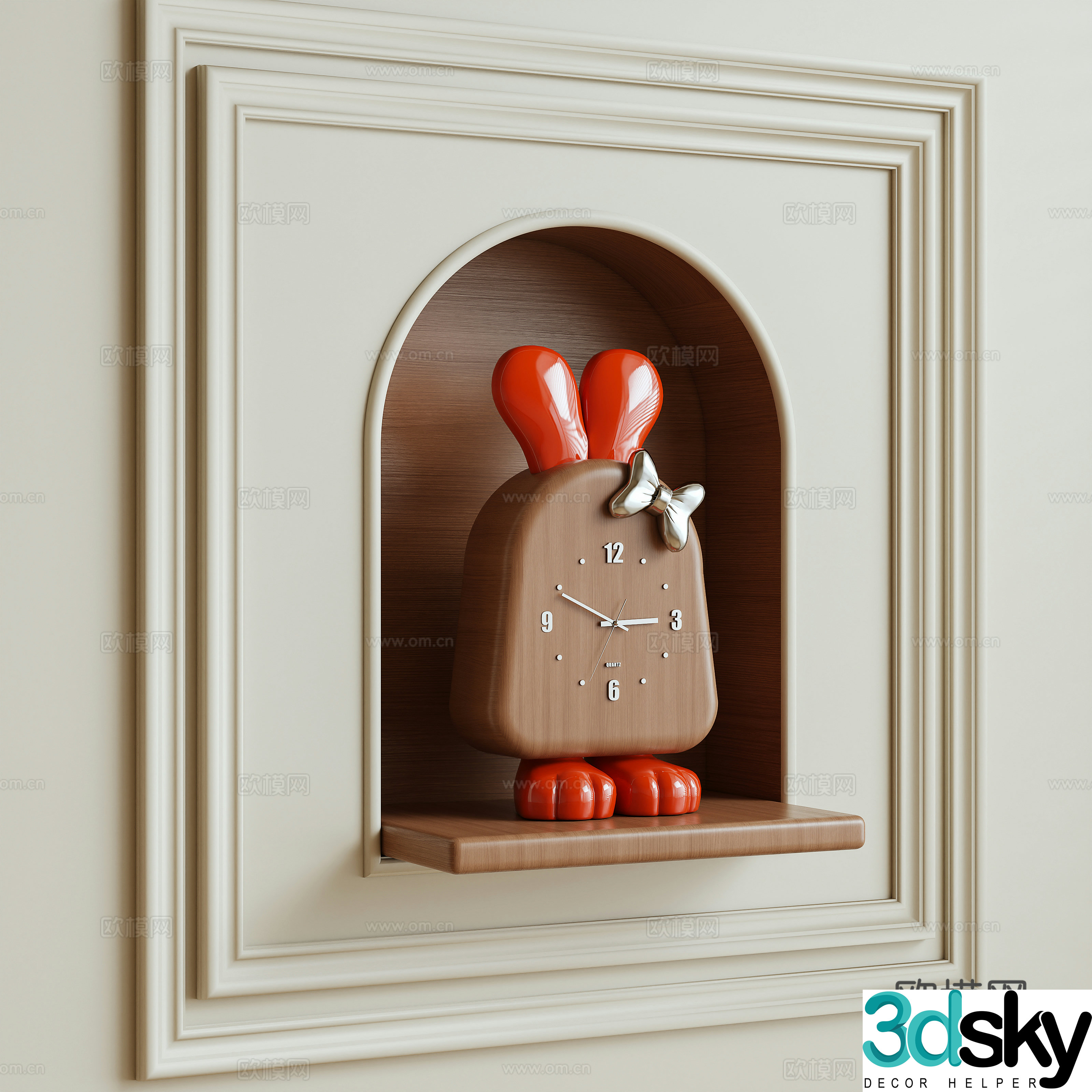 Modern clock ornaments doll 3d model