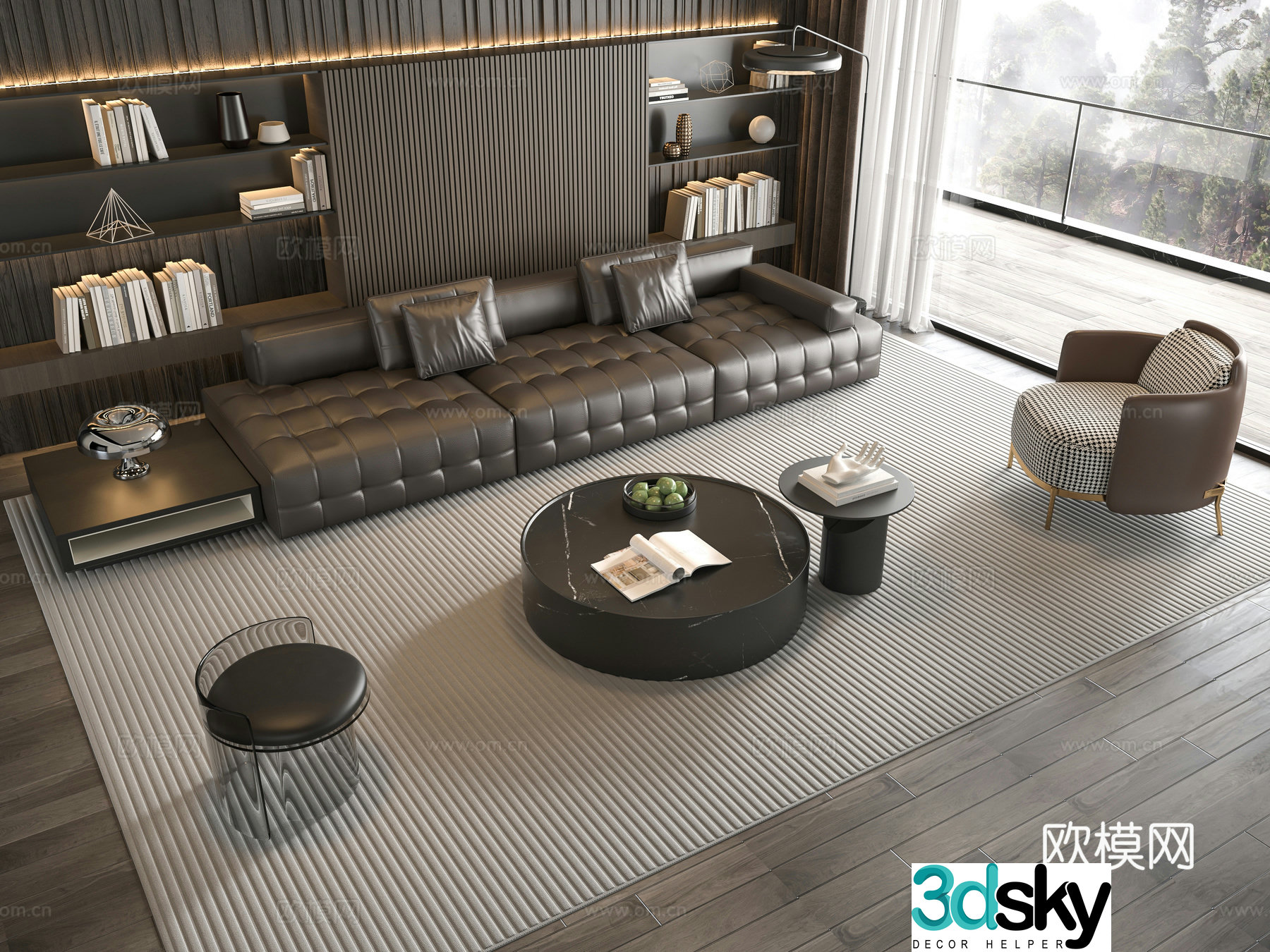 Minotti modern Italian sofa coffee table combination 3D model