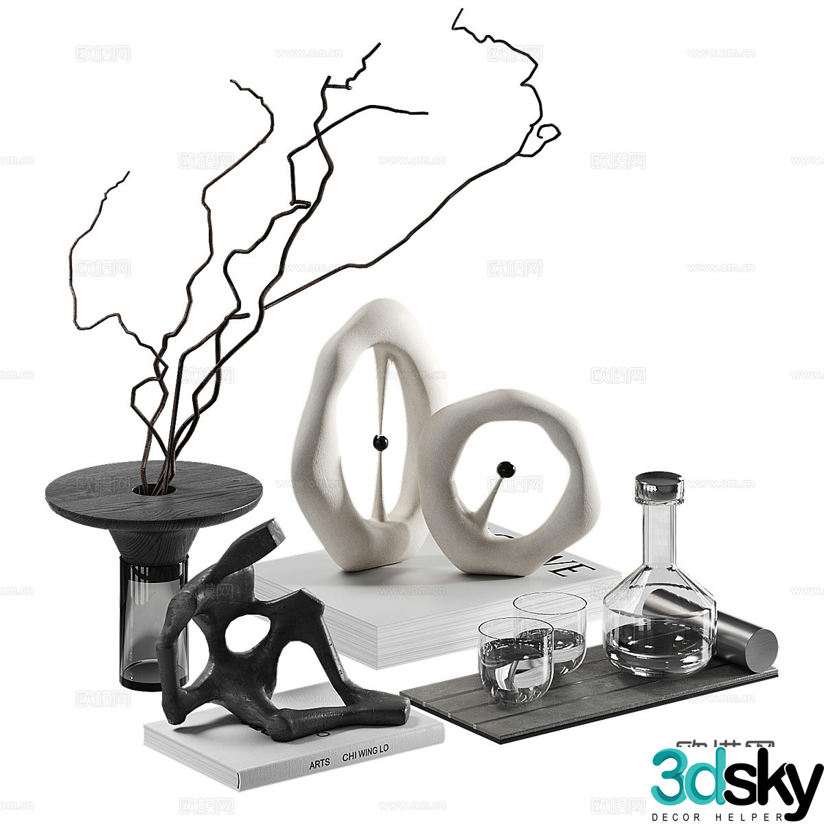 Modern jewelry ornament combination 3D model
