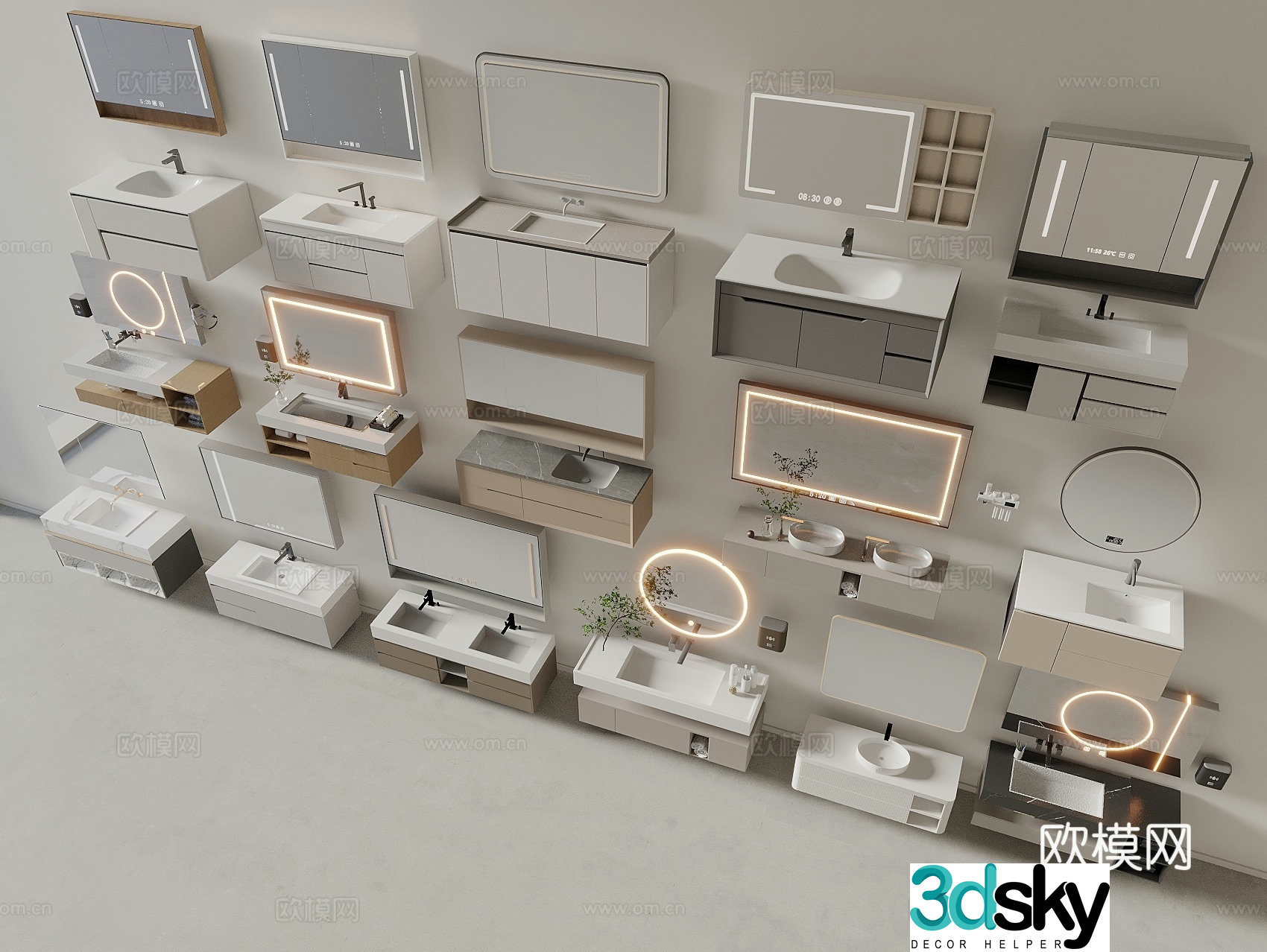 Bathroom cabinet wash basin bathroom mirror floor-to-ceiling bathroom cabinet double-bathroom cabinet 3D model