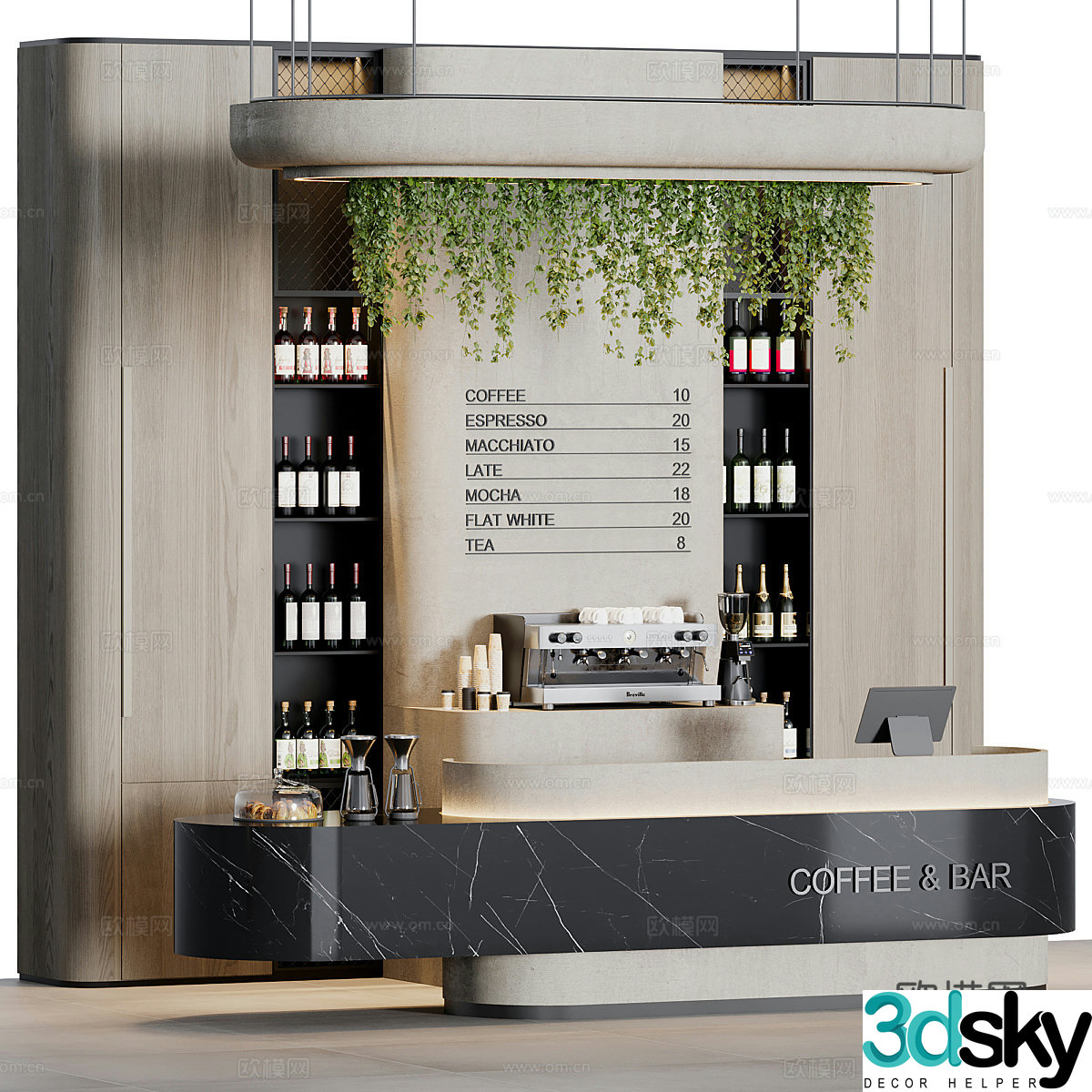 Modern coffee bar 3d model