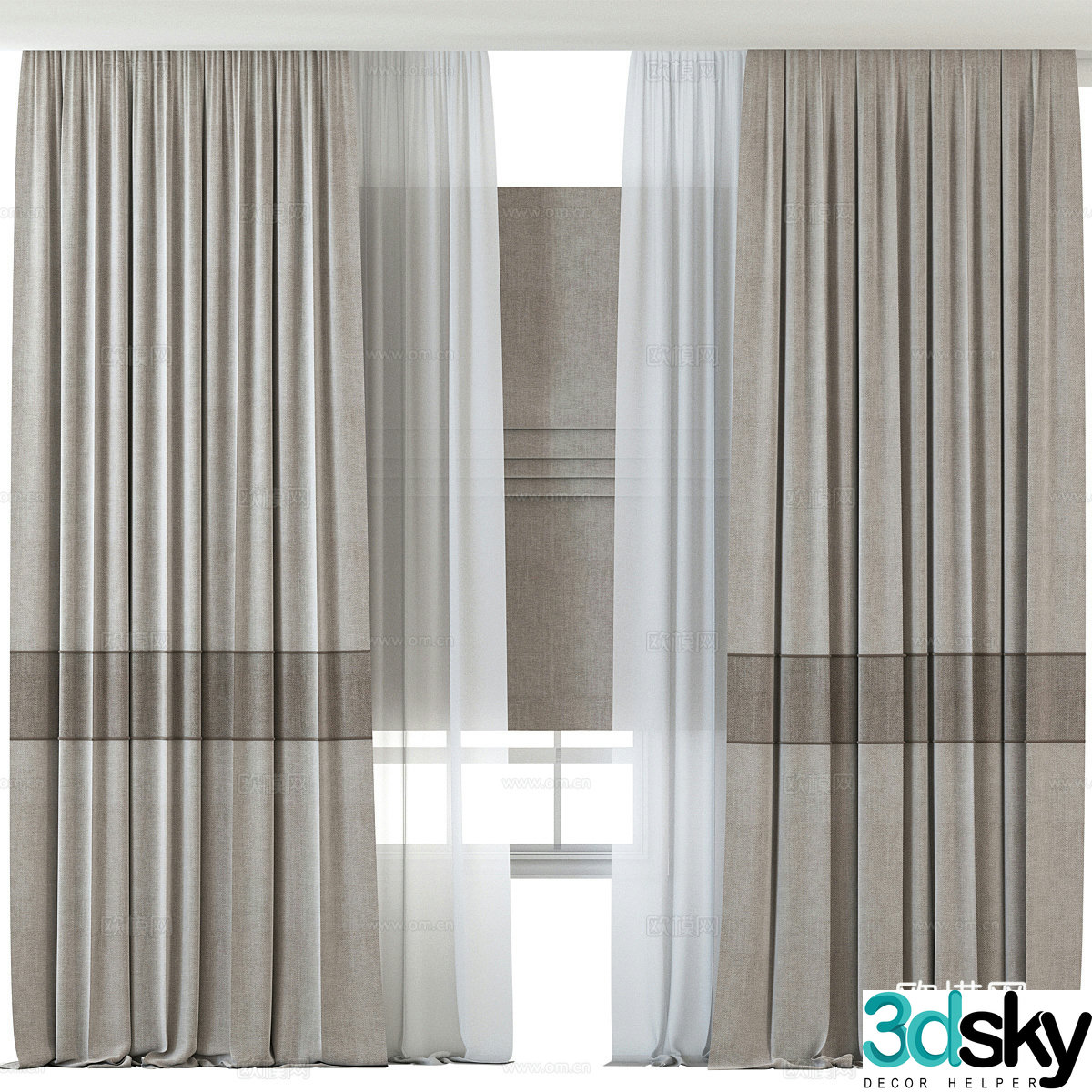 New Chinese style fabric curtain 3D model