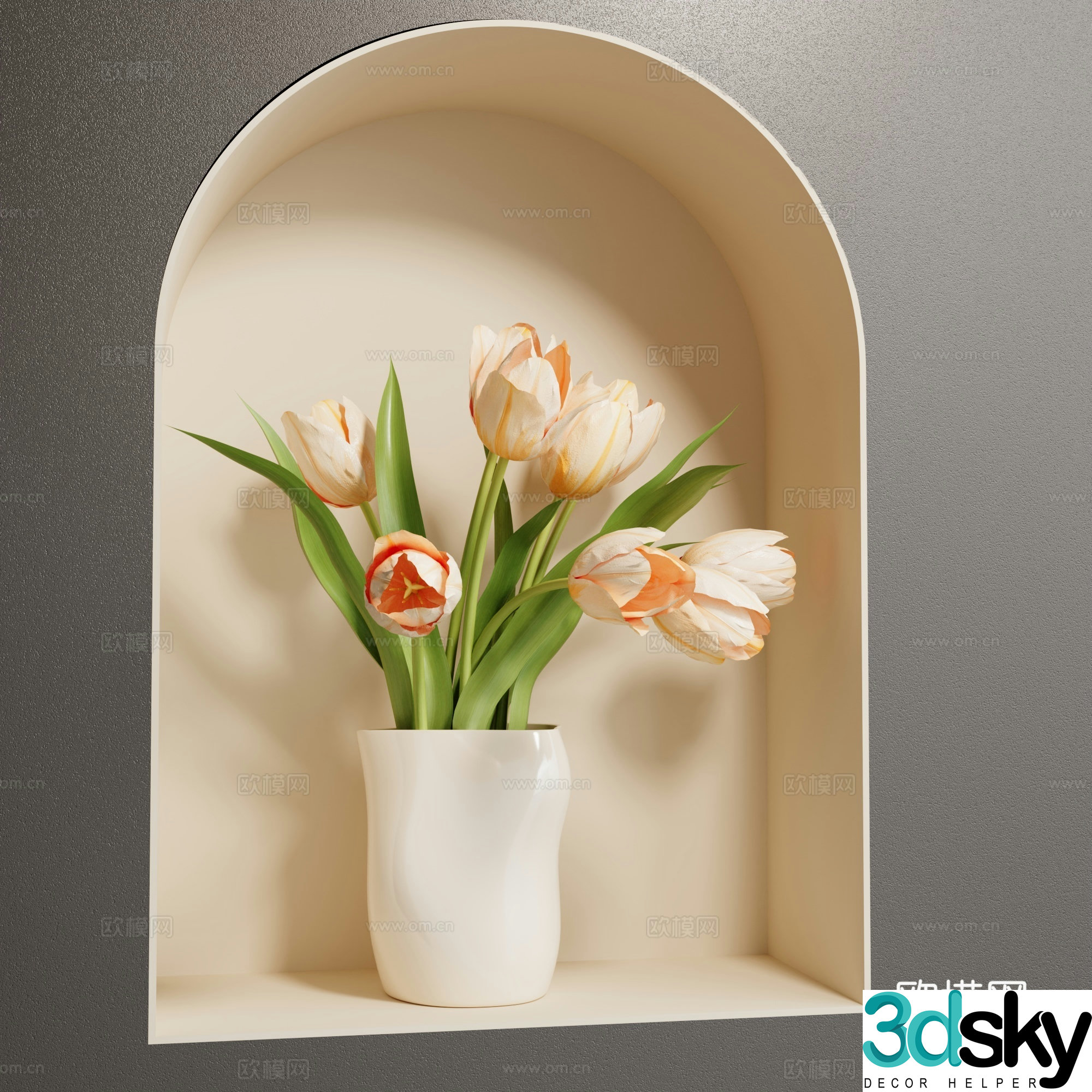 Modern vase Art back wall Modern vase Modern cream style vase Floral art Cream style 3d model
