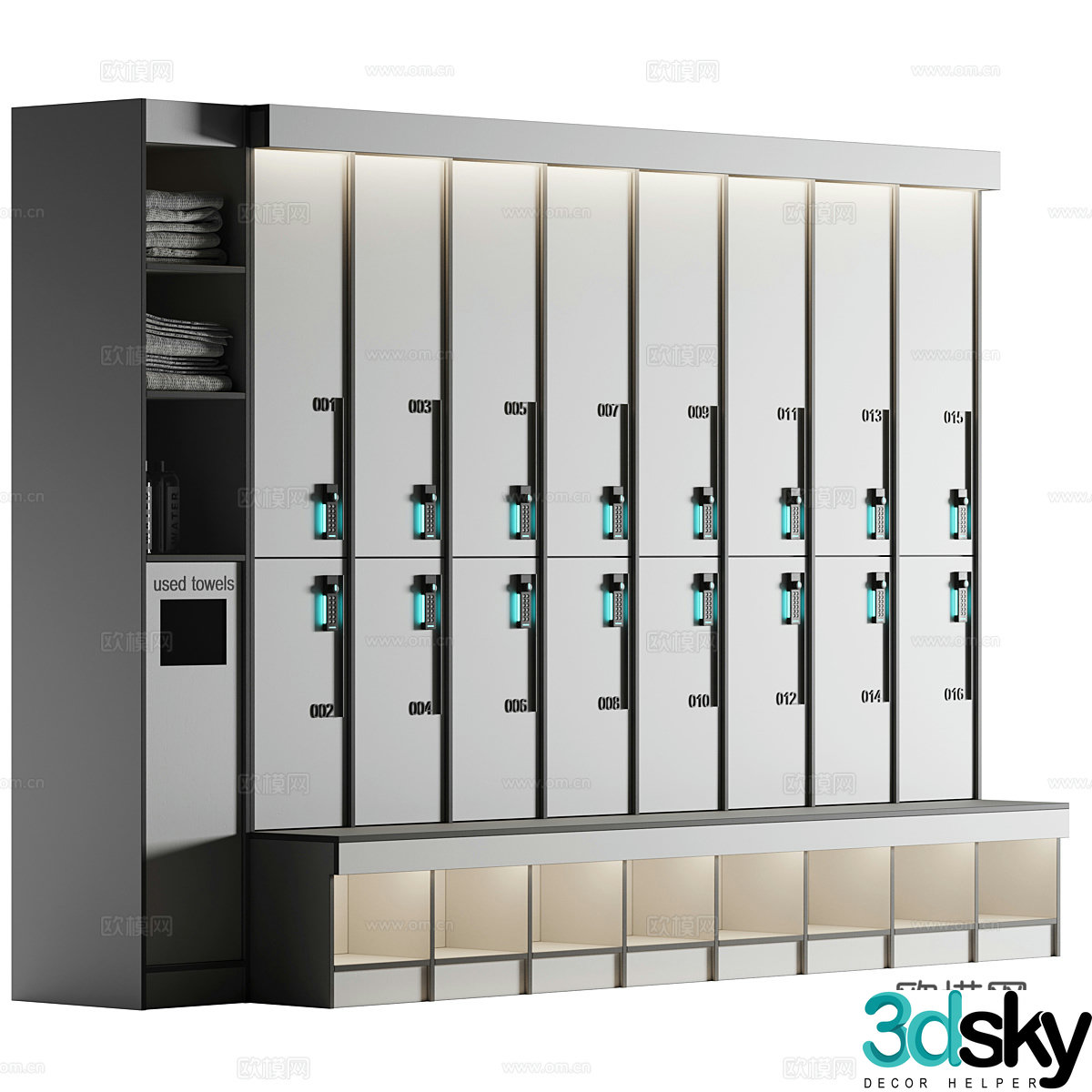 Modern gym locker 3d model