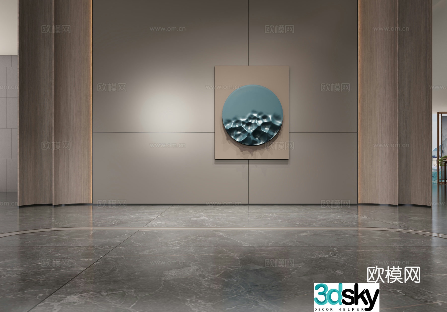 New Chinese style villa sofa background wall 3d model