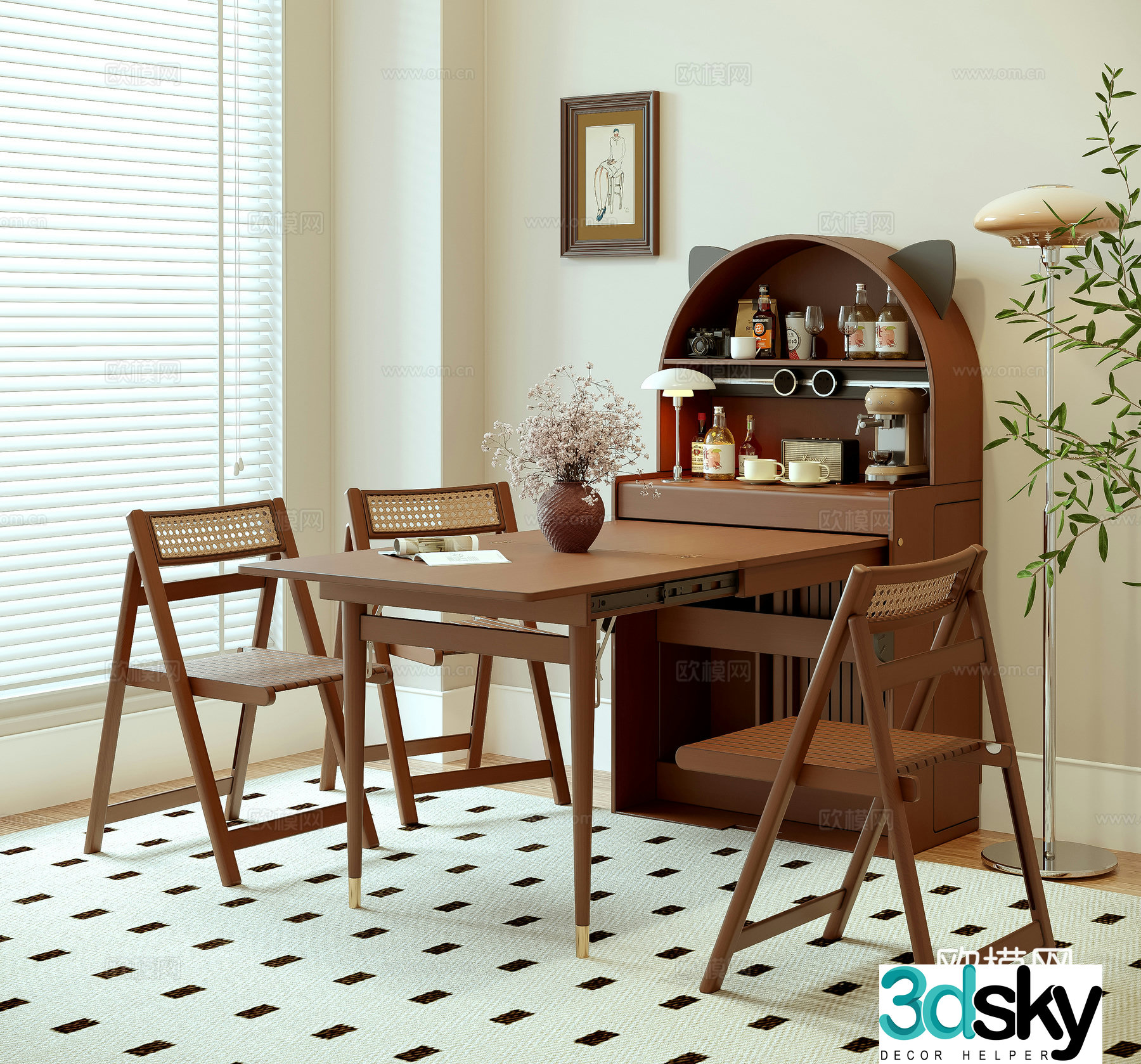 Modern dining chair combination 3D model