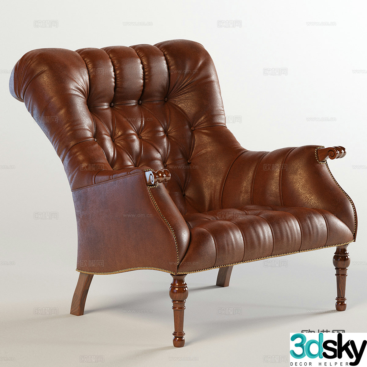 Single leather sofa 3d model