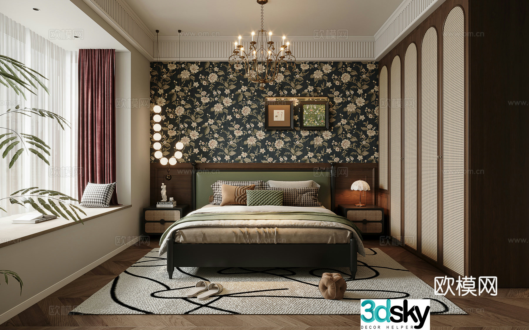 French medieval style bedroom 3d model