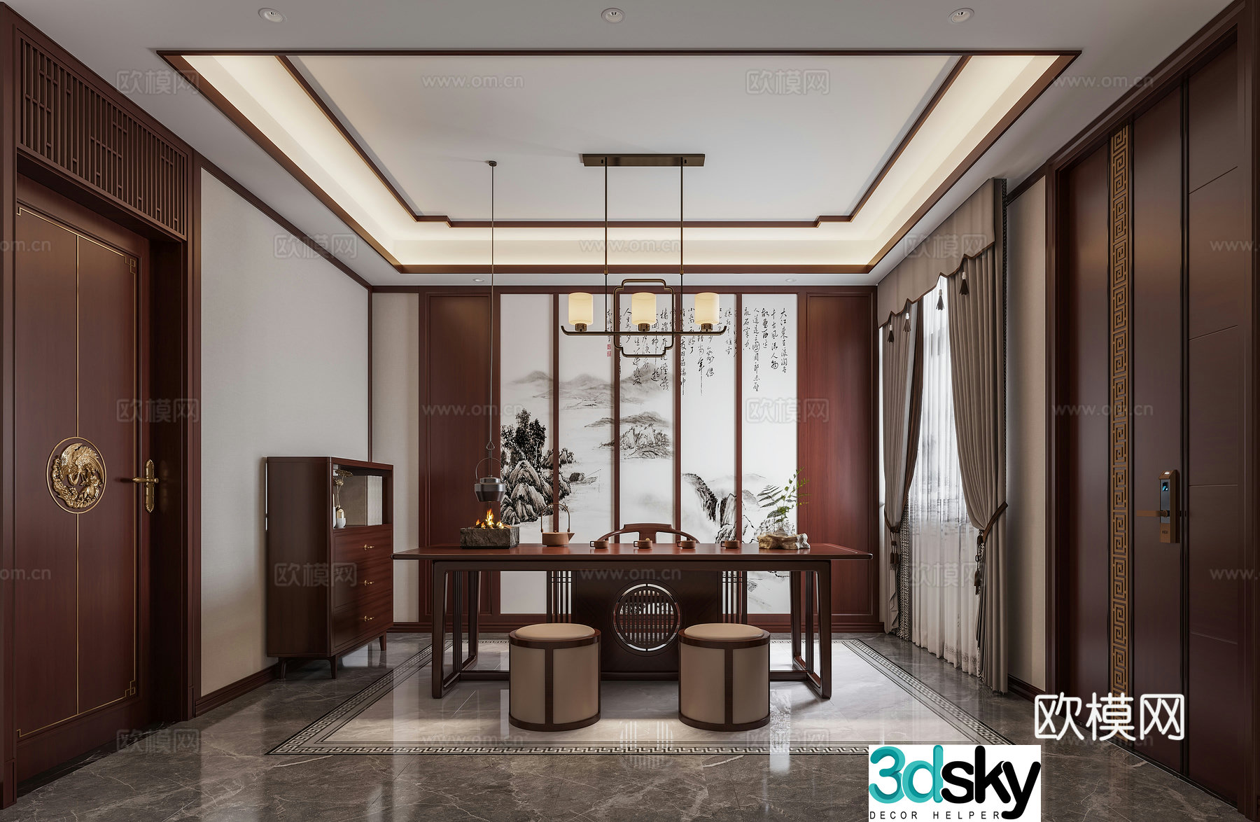 Chinese study room 3D model