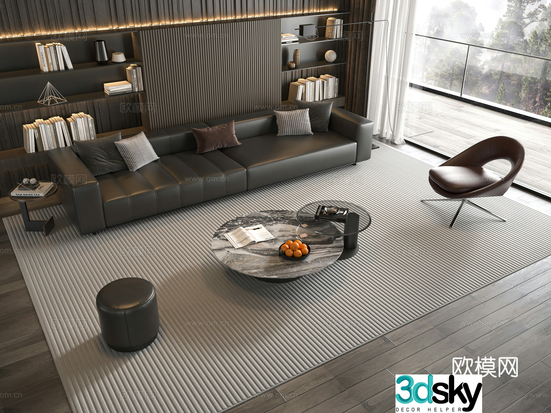 Minotti modern Italian sofa coffee table combination 3D model