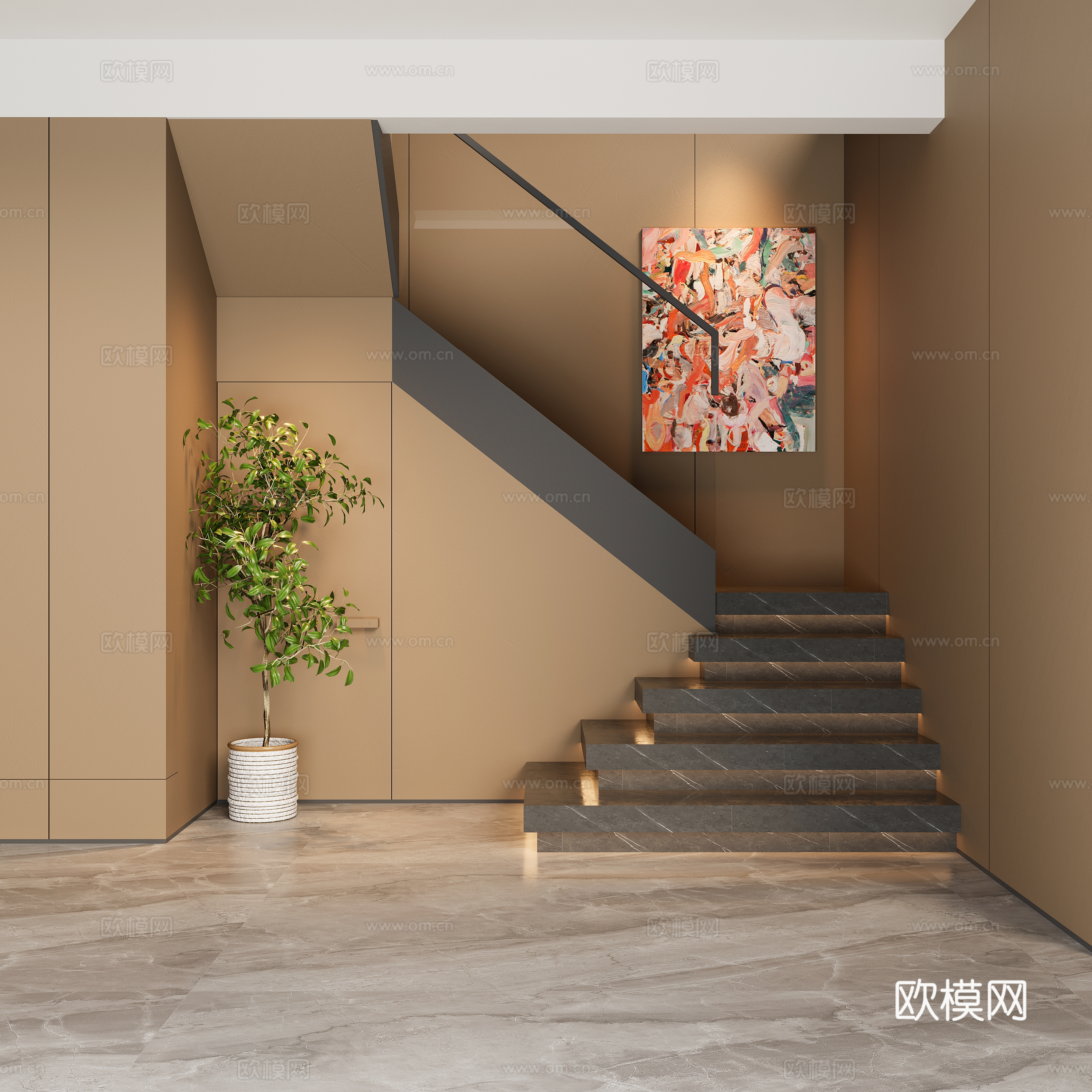 Stairwell Modern stairwell Italian stairwell Villa stairwell Duplex stairwell Staircase 3D model