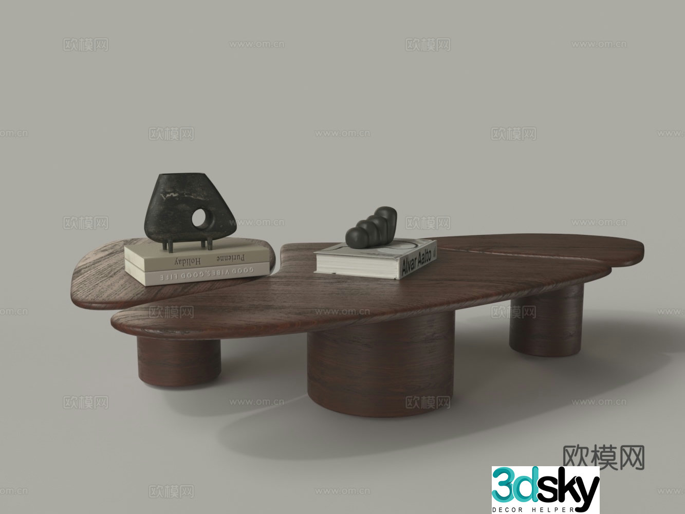 Chinese mahogany irregular living room coffee table 3D model