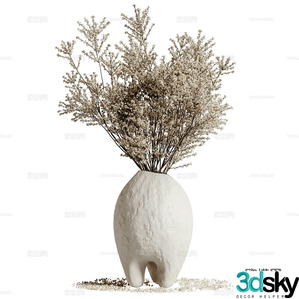 New Chinese style waive vase flower art 3D model
