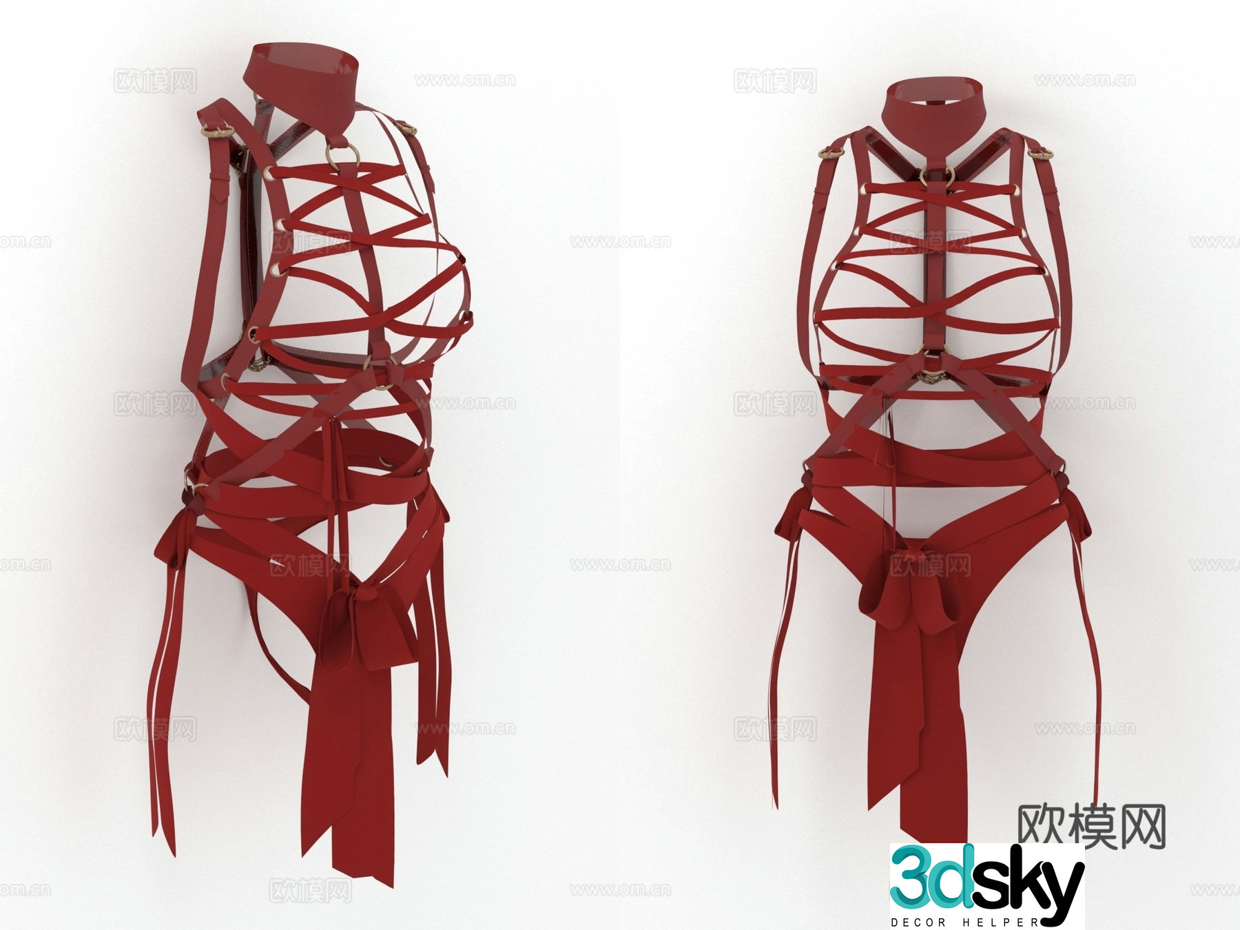 Rope art tied clothing sex clothing buckle female clothing women’s clothing 3d model