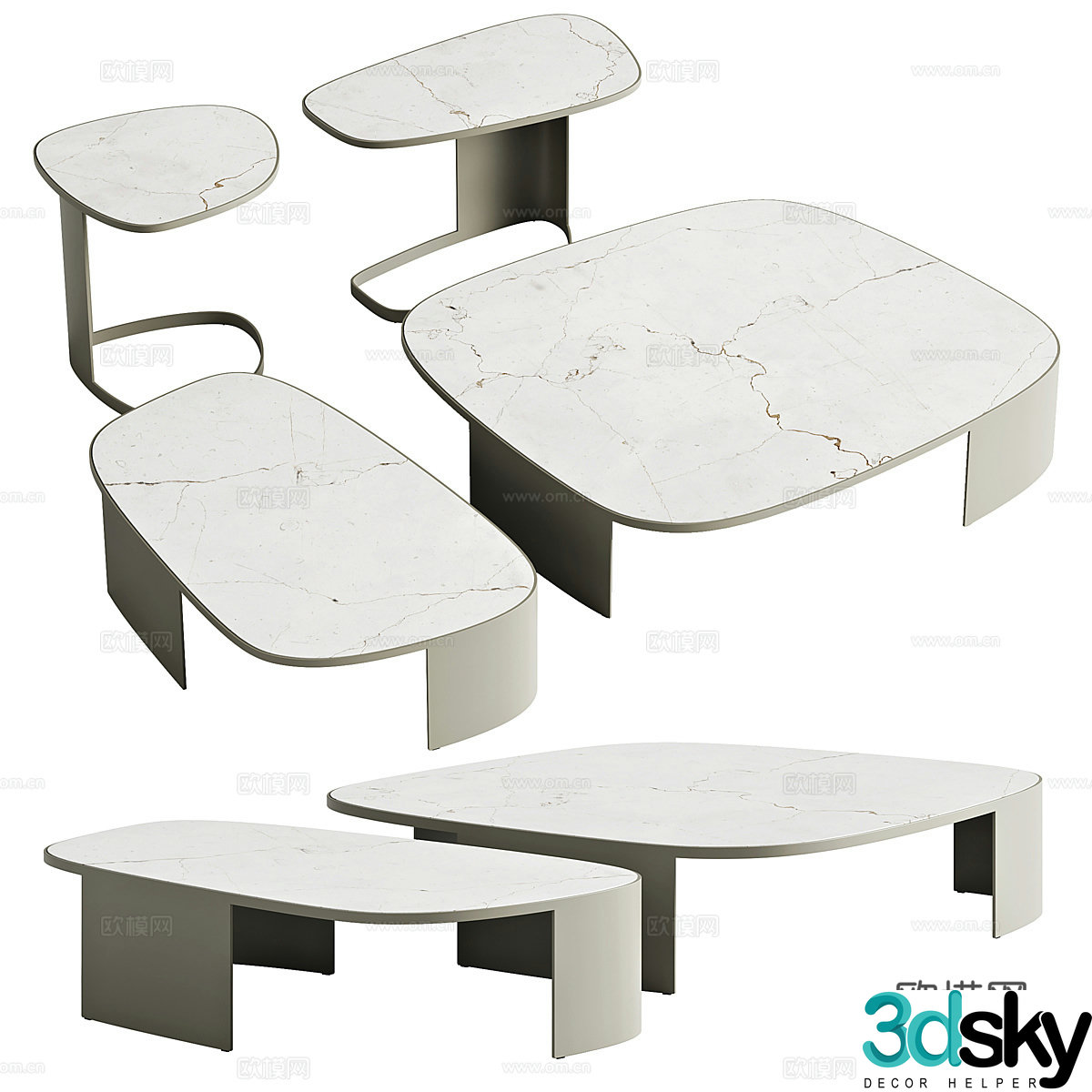 Modern Italian minimalist Poliform KOISHI coffee table 3D model