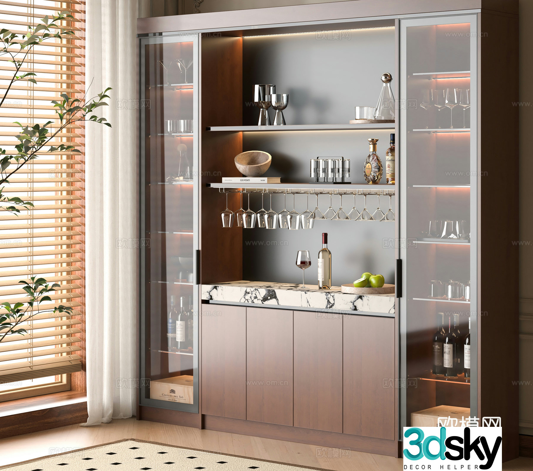 Middle-aged wine cabinet 3D model