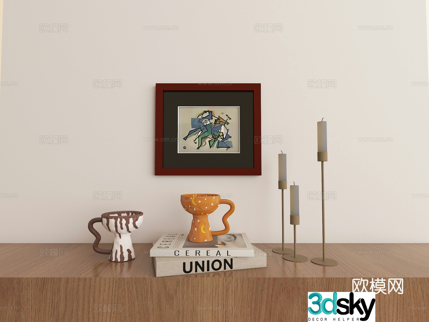 Modern retro ornament combination 3d model