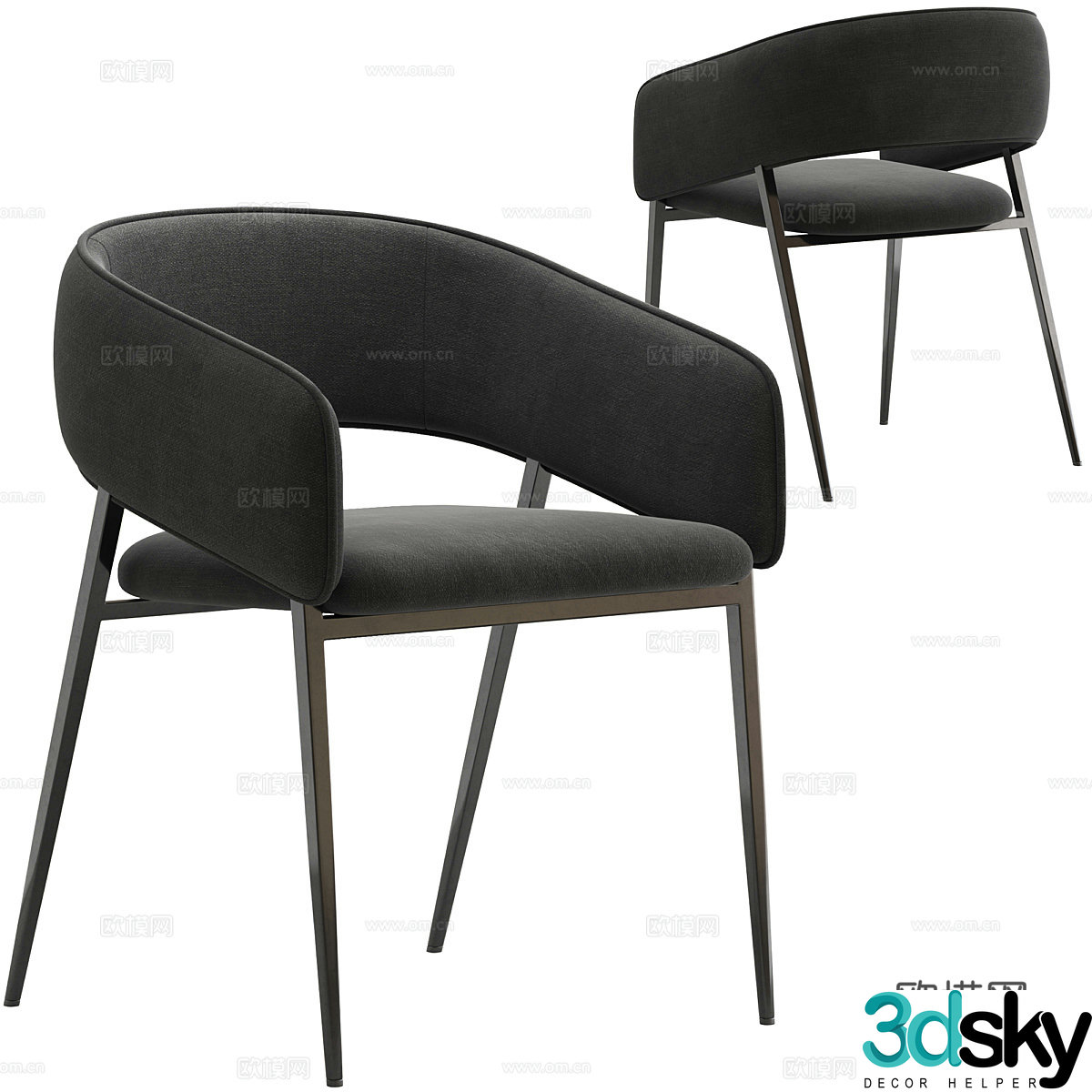 Modern Italian minimalist Globewest Eliza dining chair 3d model