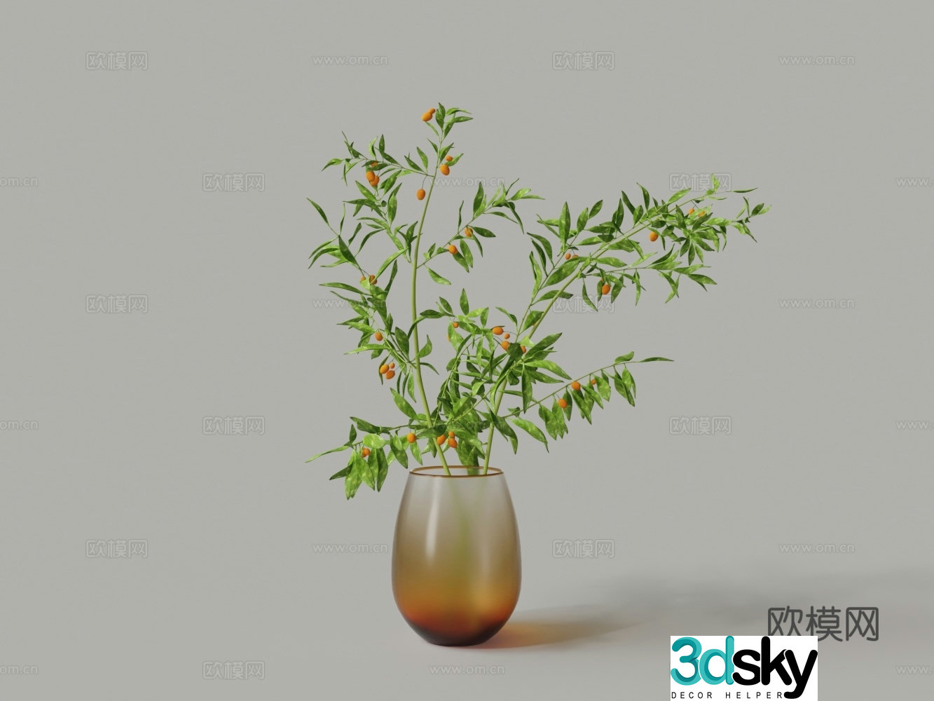 Modern gradient glass vase fig vase flowers 3d model