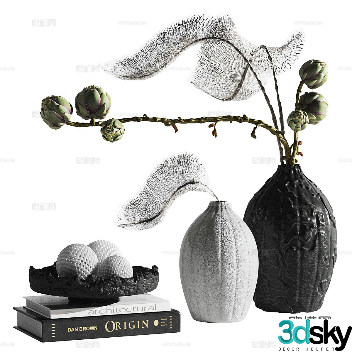New Chinese style waive vase flower art 3D model