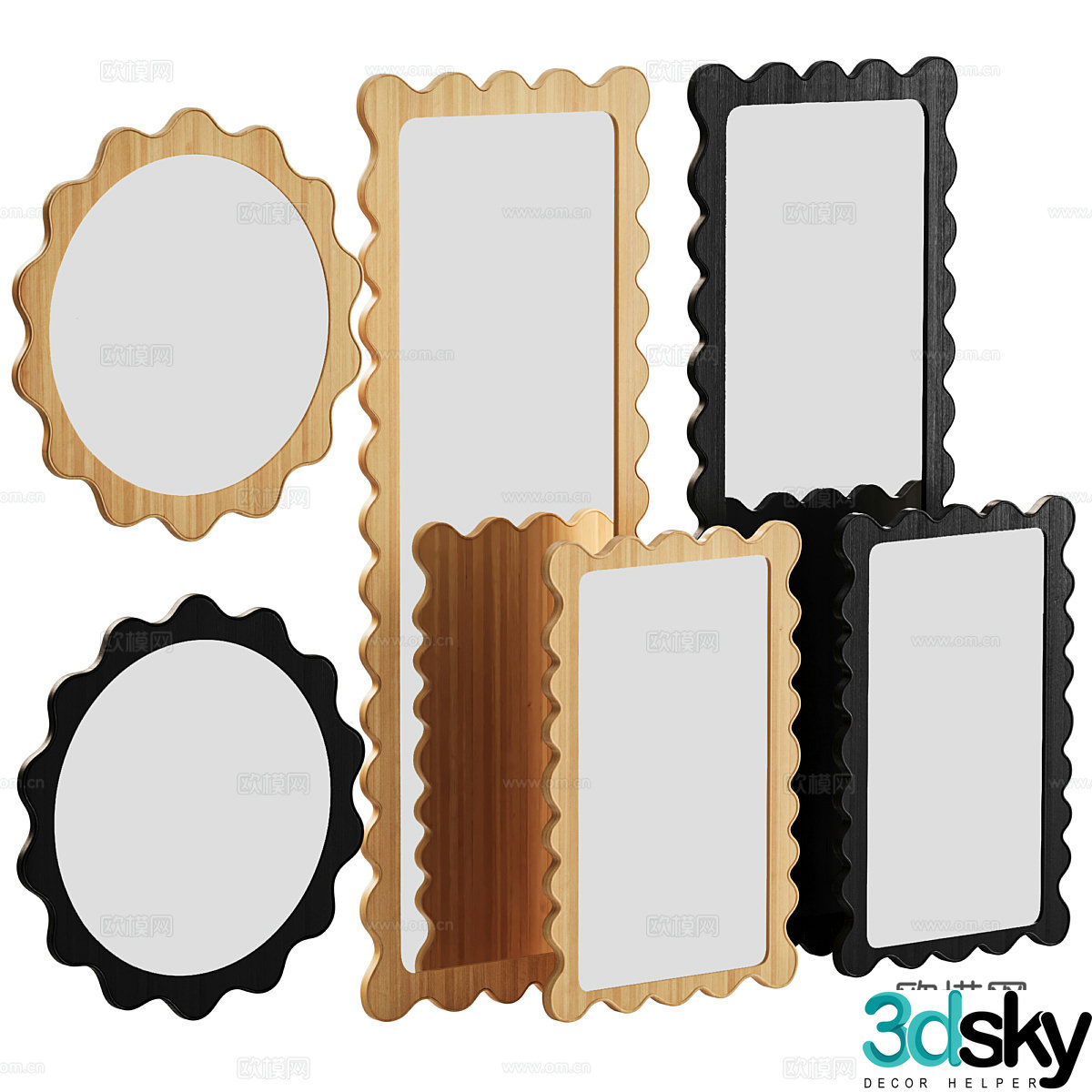 New Chinese style Ripple mirror 3D model