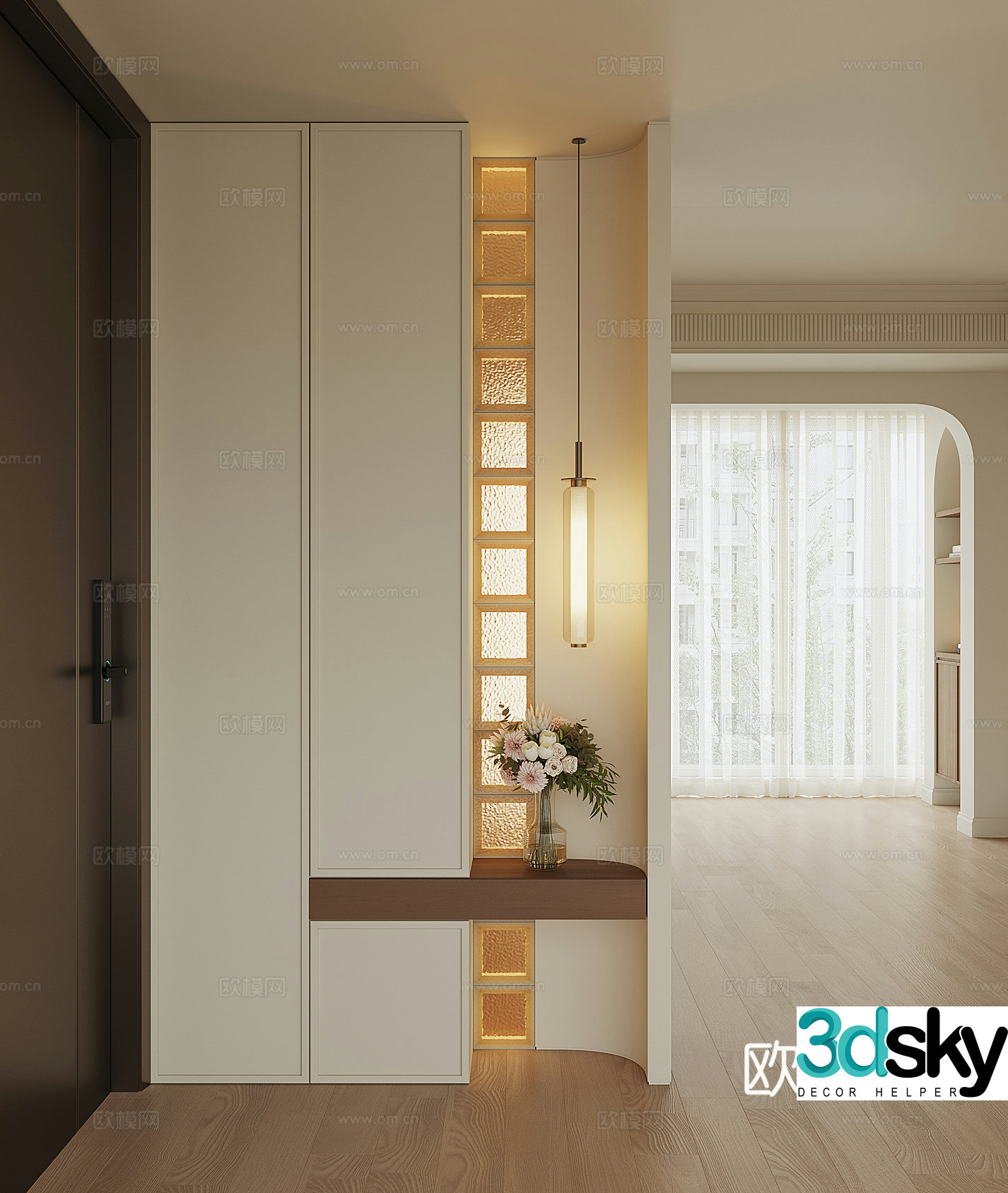 Modern home entrance shoe cabinet 3D model