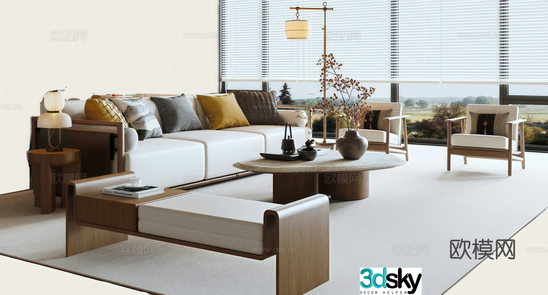 New Chinese sofa coffee table combination 3D model