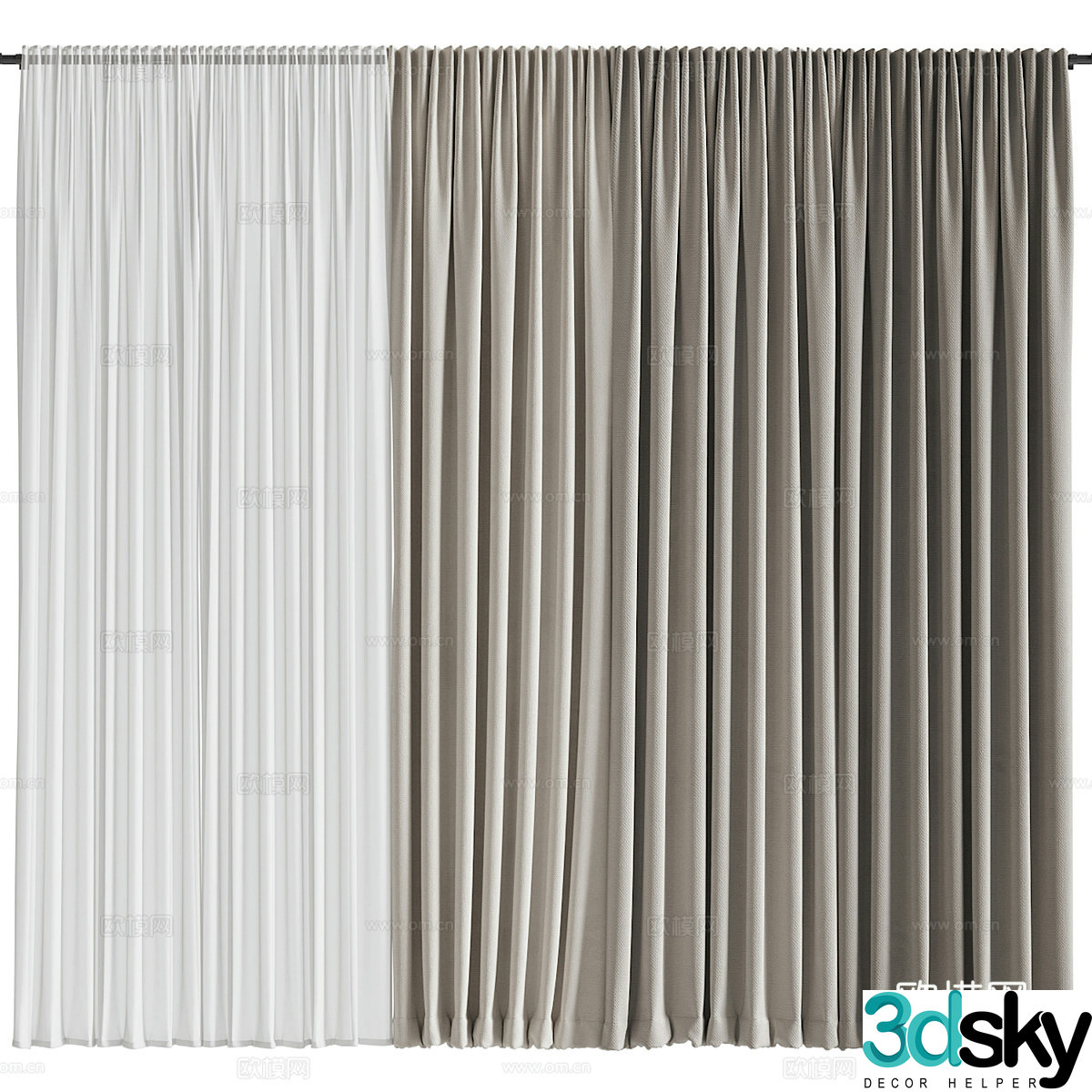 Modern fabric curtain 3d model