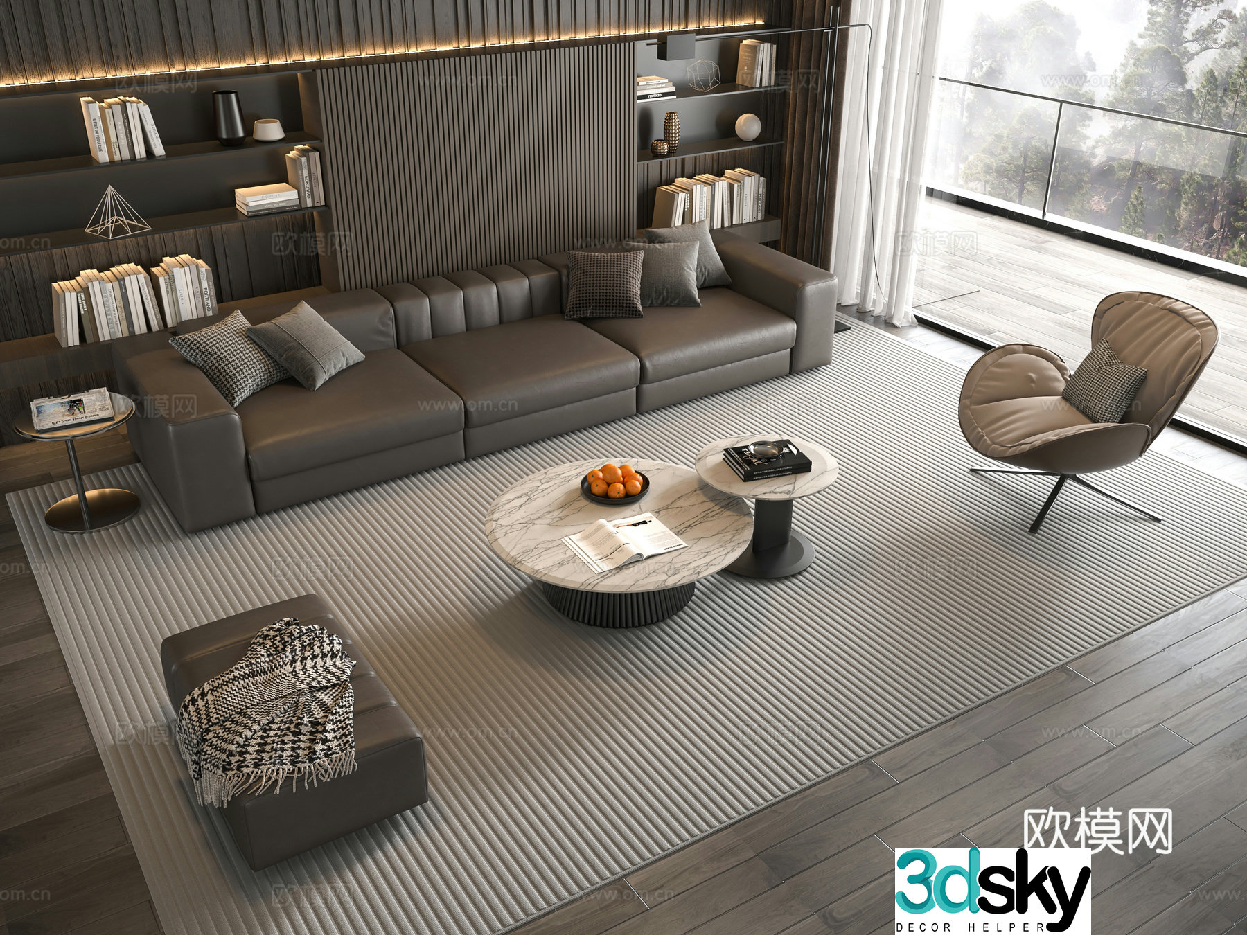 Minotti modern Italian sofa coffee table combination 3D model