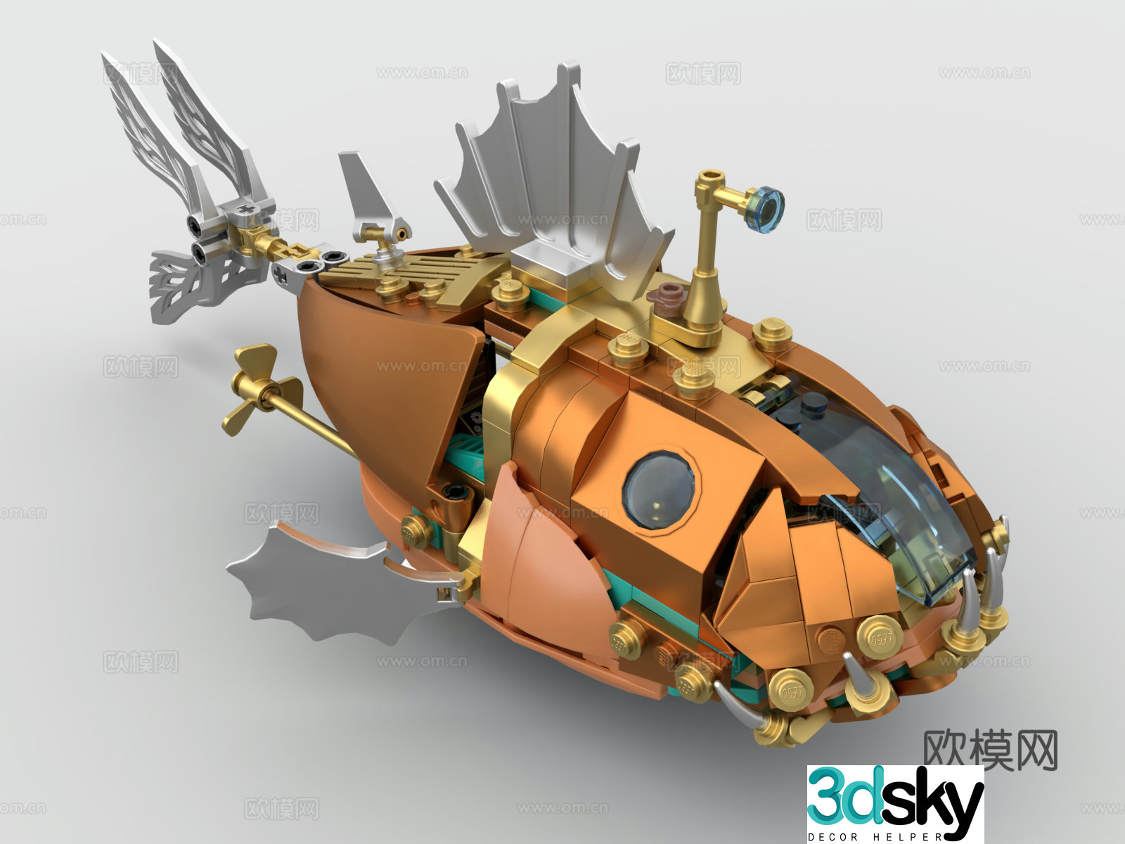 Lego LEGO Toys Building Blocks Cartoon Submarine Anchovies Steampunk 3D Model