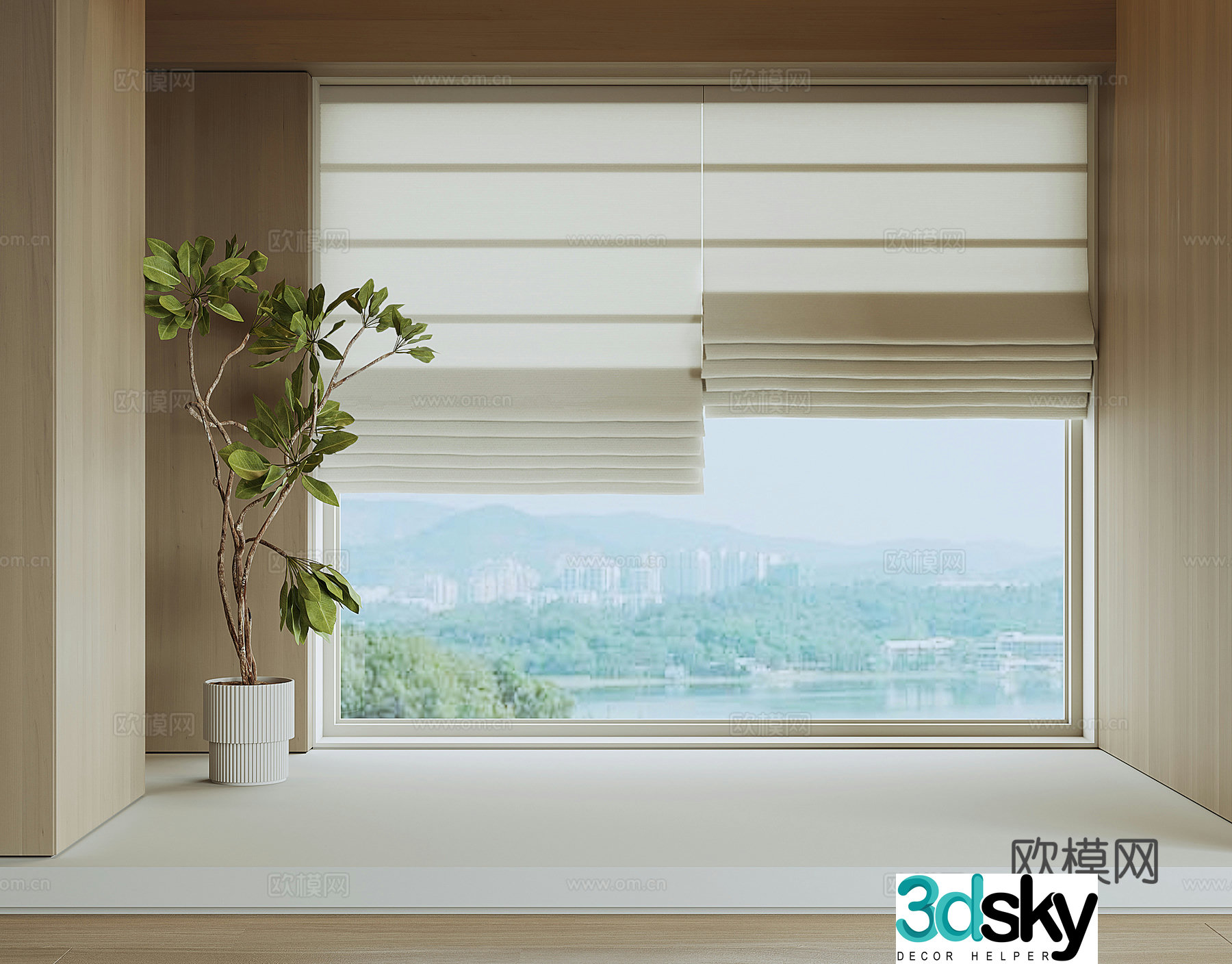 Modern fabric curtain 3d model