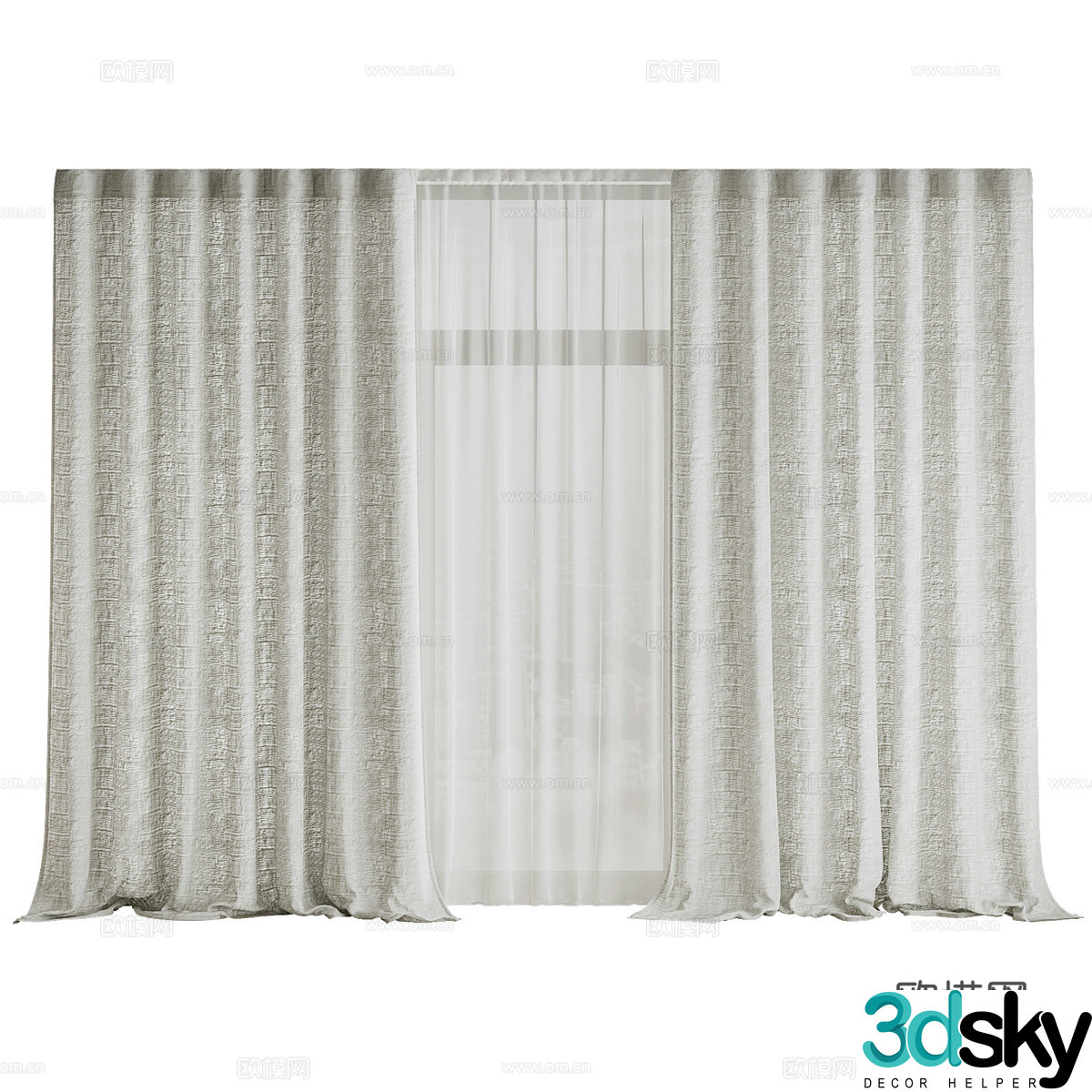 New Chinese style Wasabi linen curtain 3D model