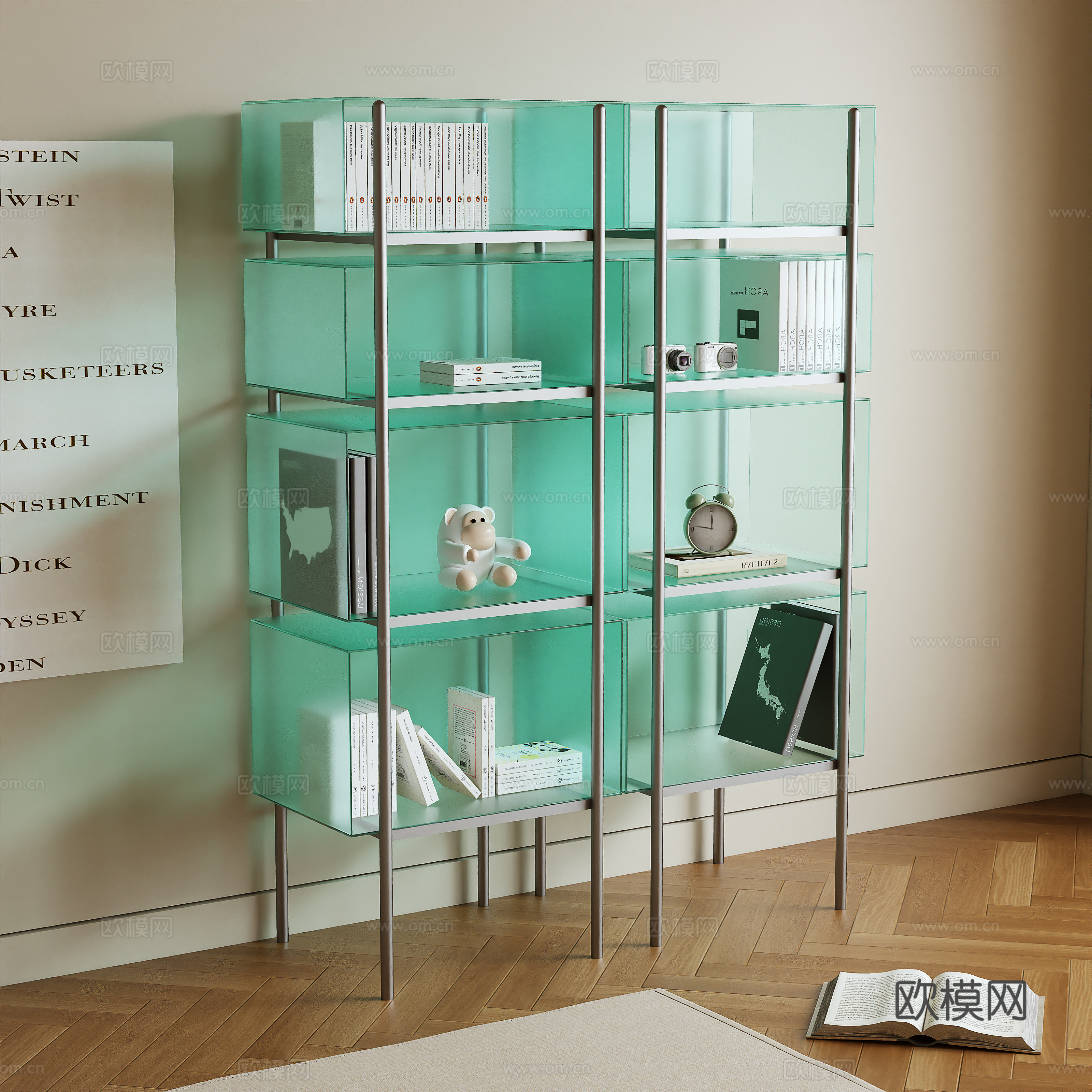 Modern shelf bookshelf 3d model