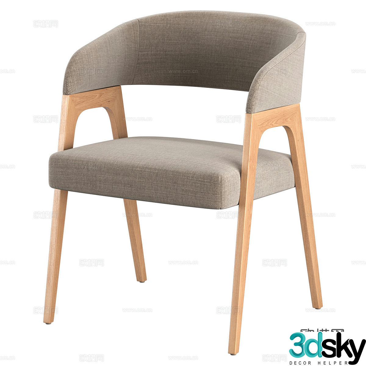 New Chinese style log dining chair 3D model