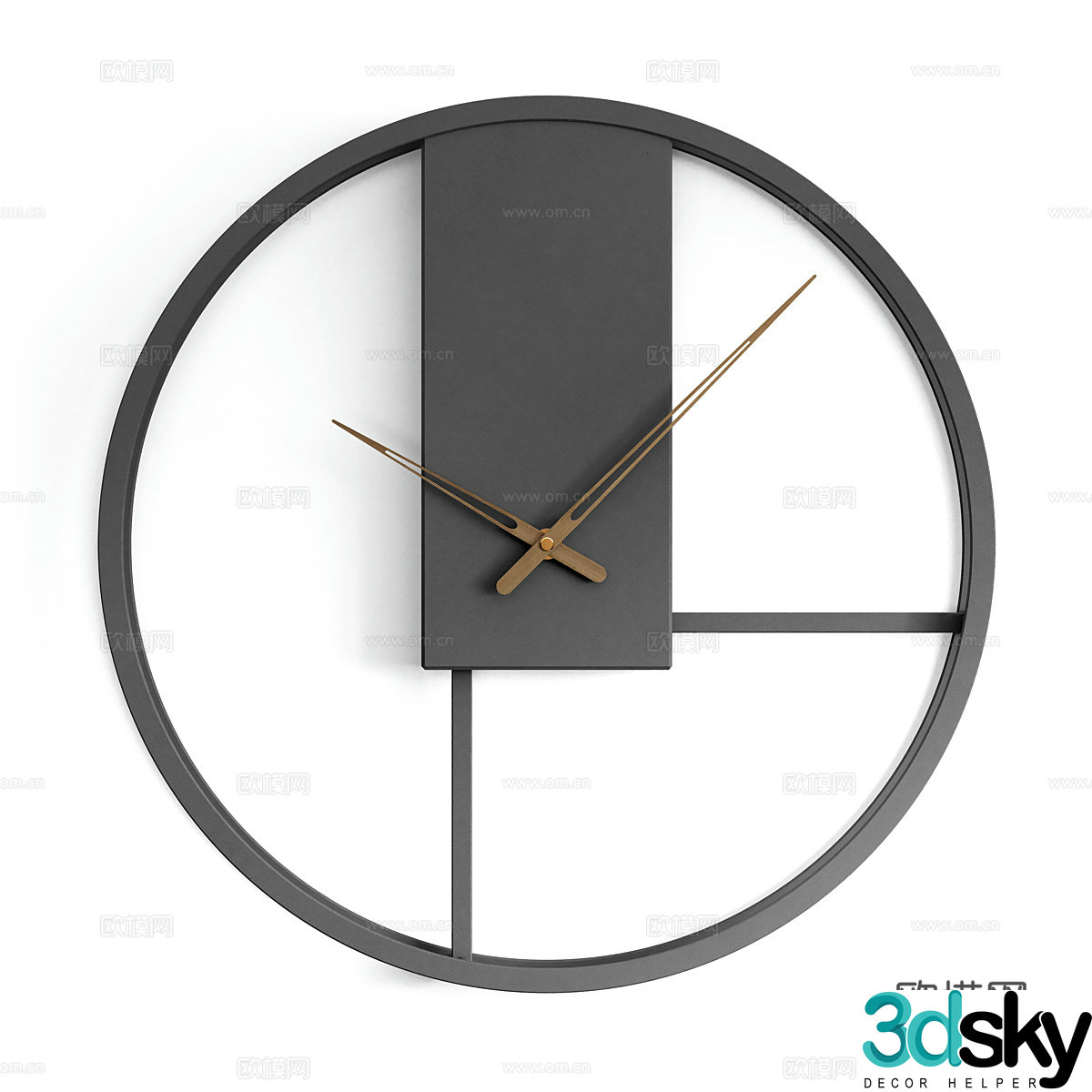 Modern minimalist round metal wall clock 3d model