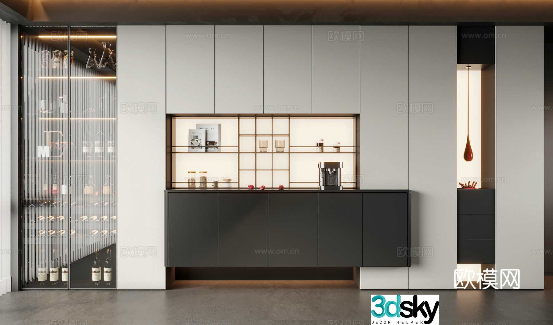 Modern Italian glass wine cabinet 3d model
