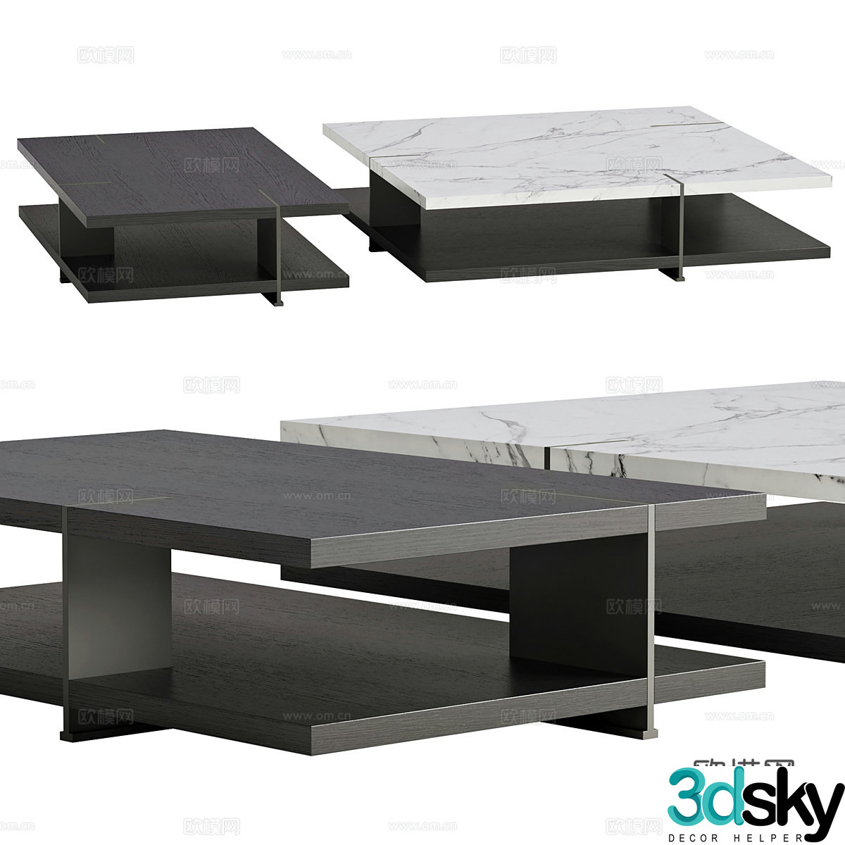 Modern Italian minimalist Poliform coffee table 3D model