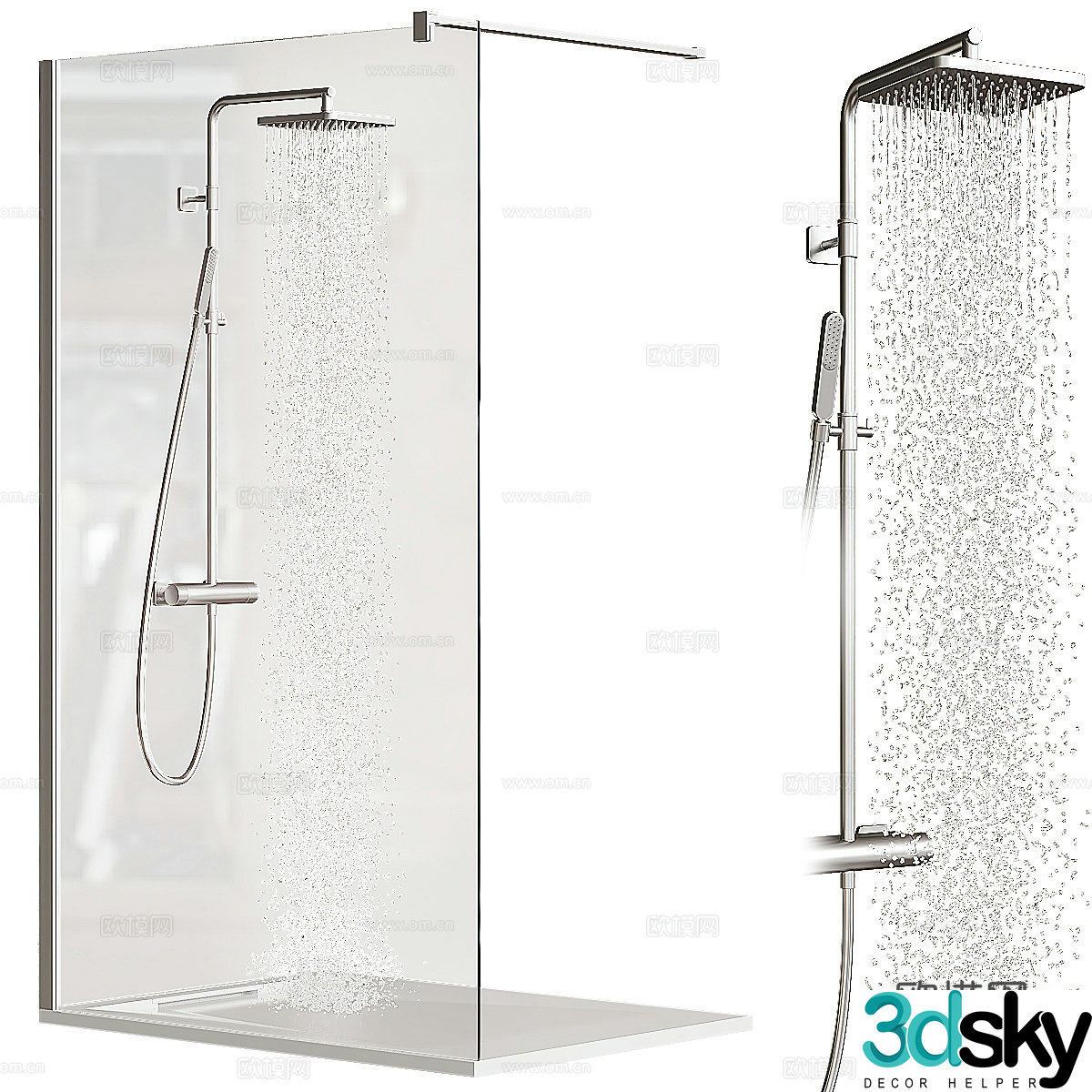 Modern Italian minimalist shower room 3D model