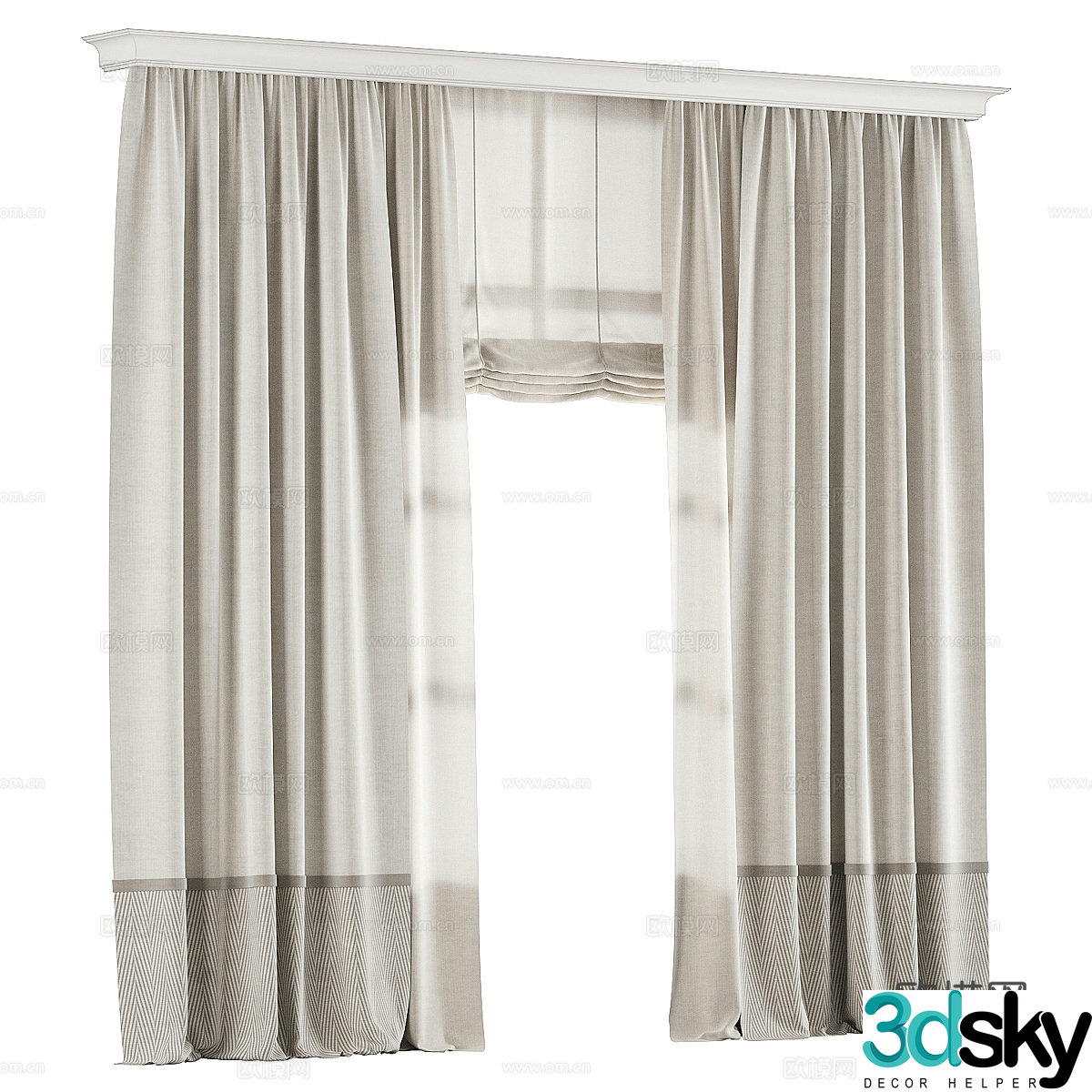 New Chinese style fabric curtain 3D model