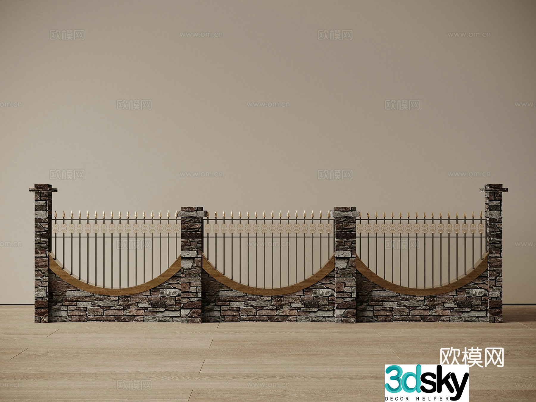 French modern railing stone railing iron railing guardrail balcony guardrail 3d model