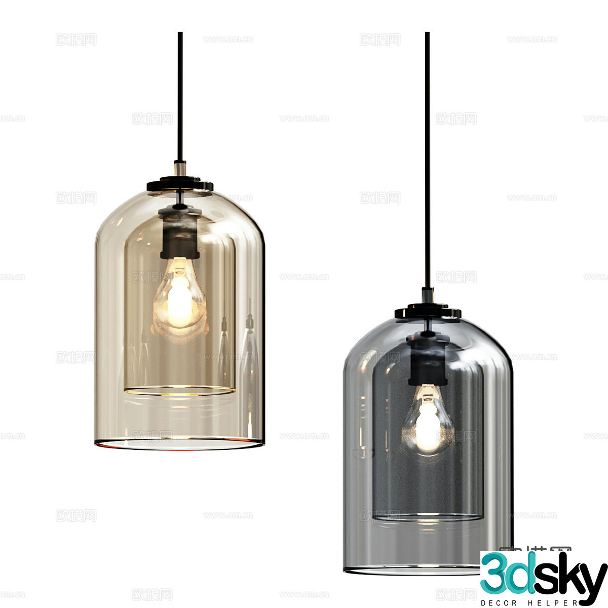 Modern minimalist glass chandelier 3d model