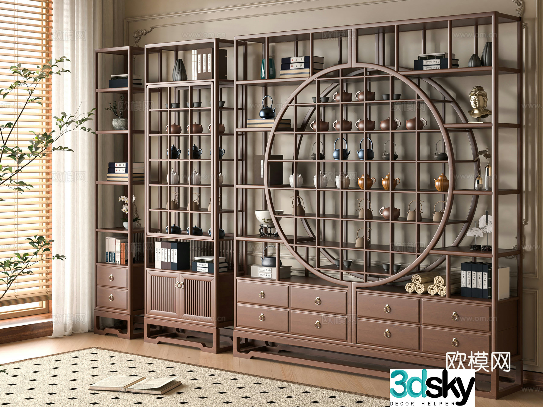 Middle-aged style Bo Ancient Shelf 3D Model