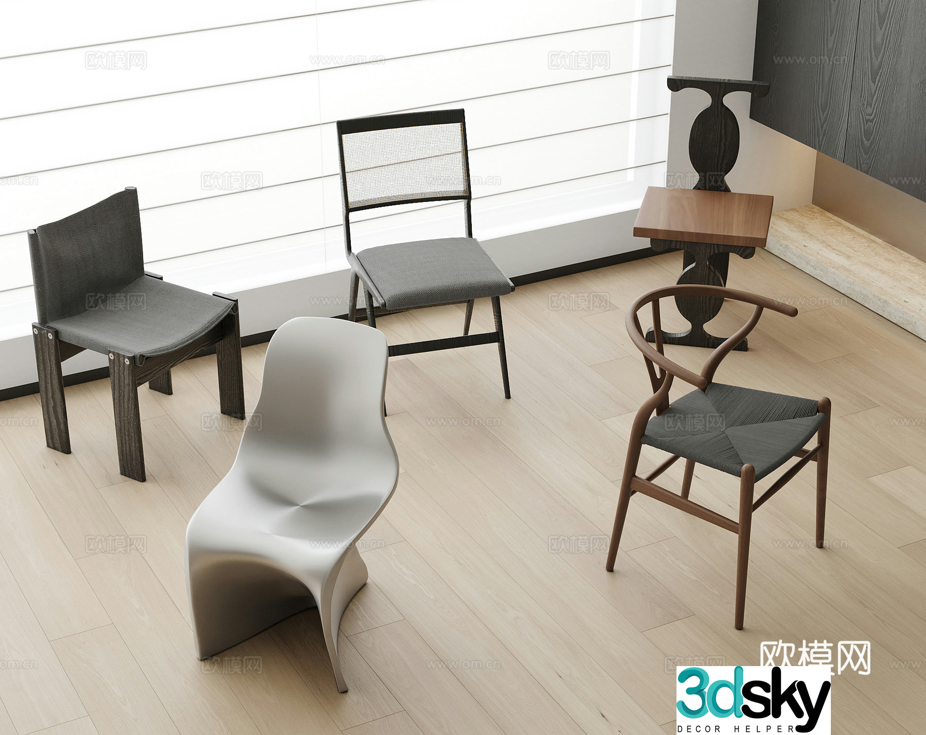 Modern medieval style single chair 3d model