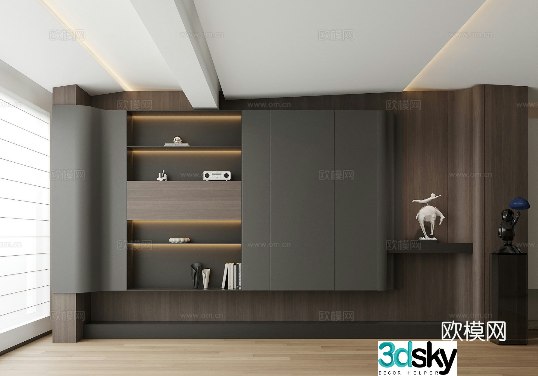 Modern Italian decorative cabinet background wall ornament 3d model